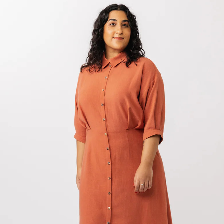 Sewing Kit - Silmu Shirt Dress in Painted Foliage Viscose