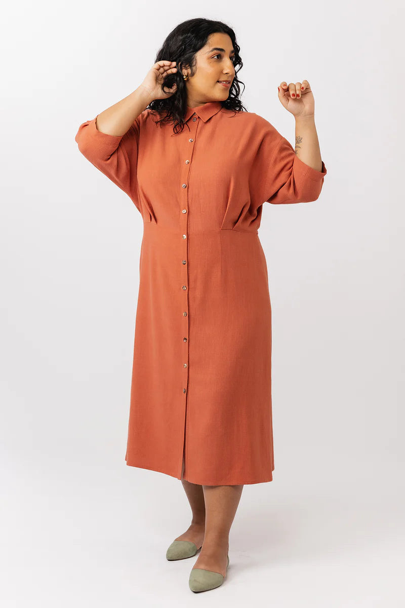 Sewing Kit - Silmu Shirt Dress in Painted Foliage Viscose