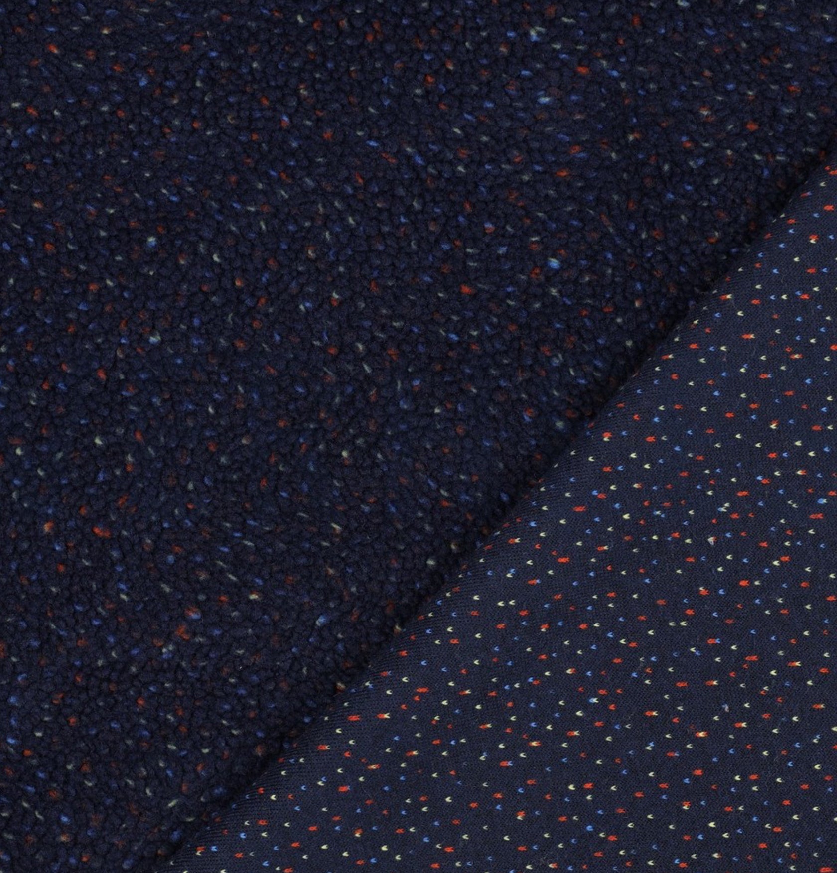 Speckles Navy Teddy Coating Fabric