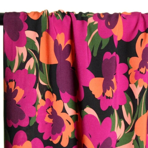 Atelier Jupe - Fuchsia Flower Viscose Fabric