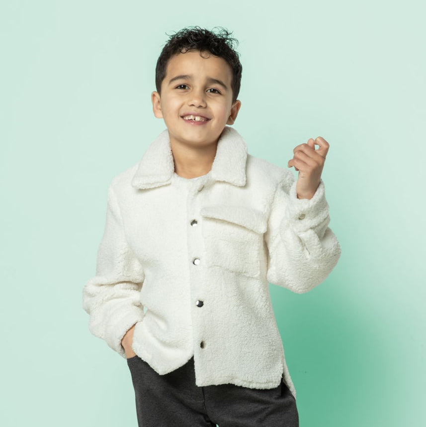 Soft Curly Fur Fabric in Off-White