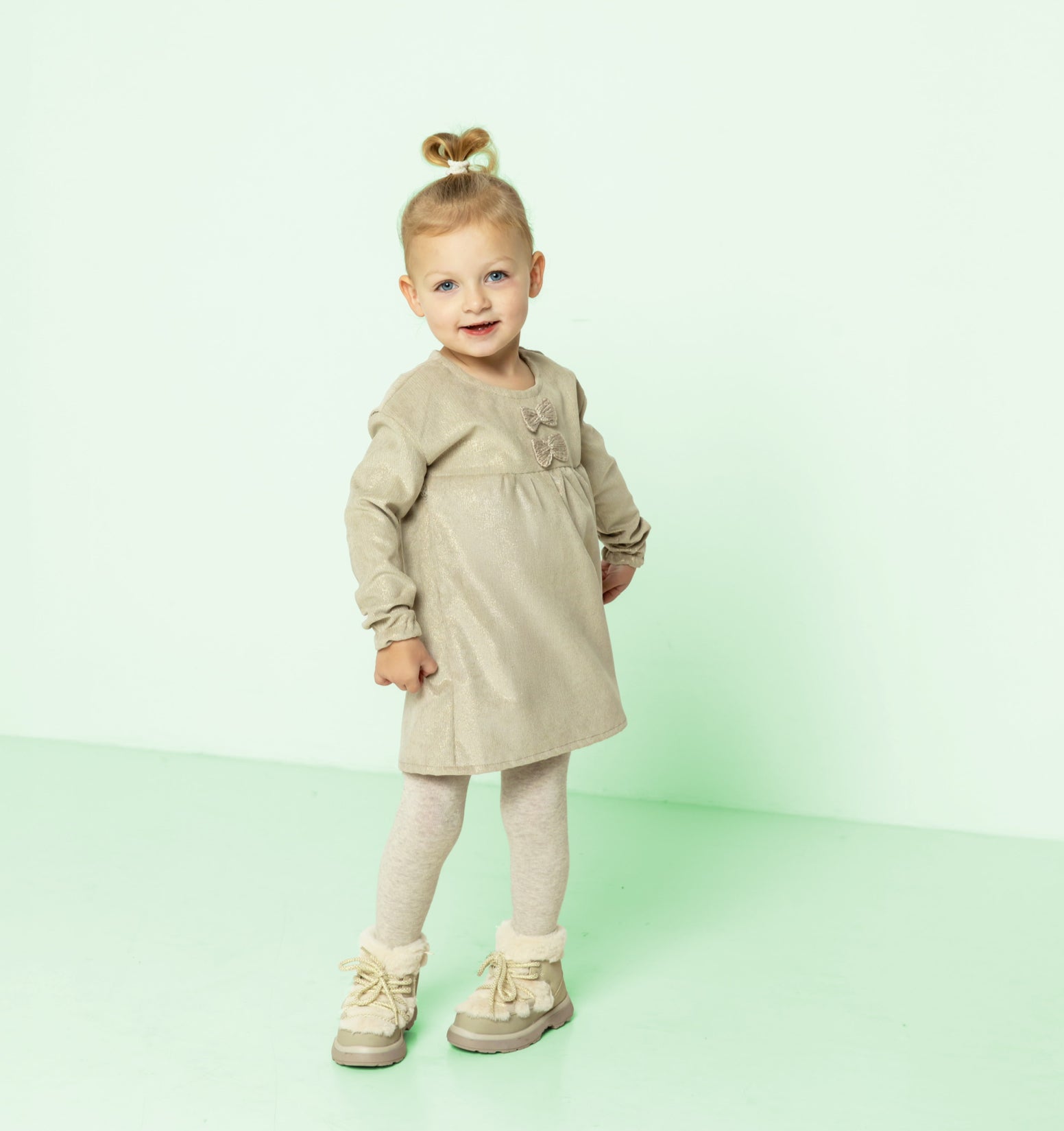Sparkle Stretch Needlecord with Foil in Beige