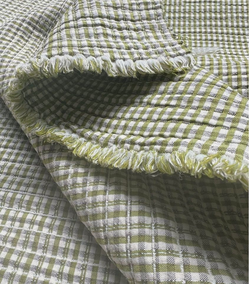 Sewing Kit - Biquette Reversible Vest in Quilted Kiwi Gingham Jacquard Fabric