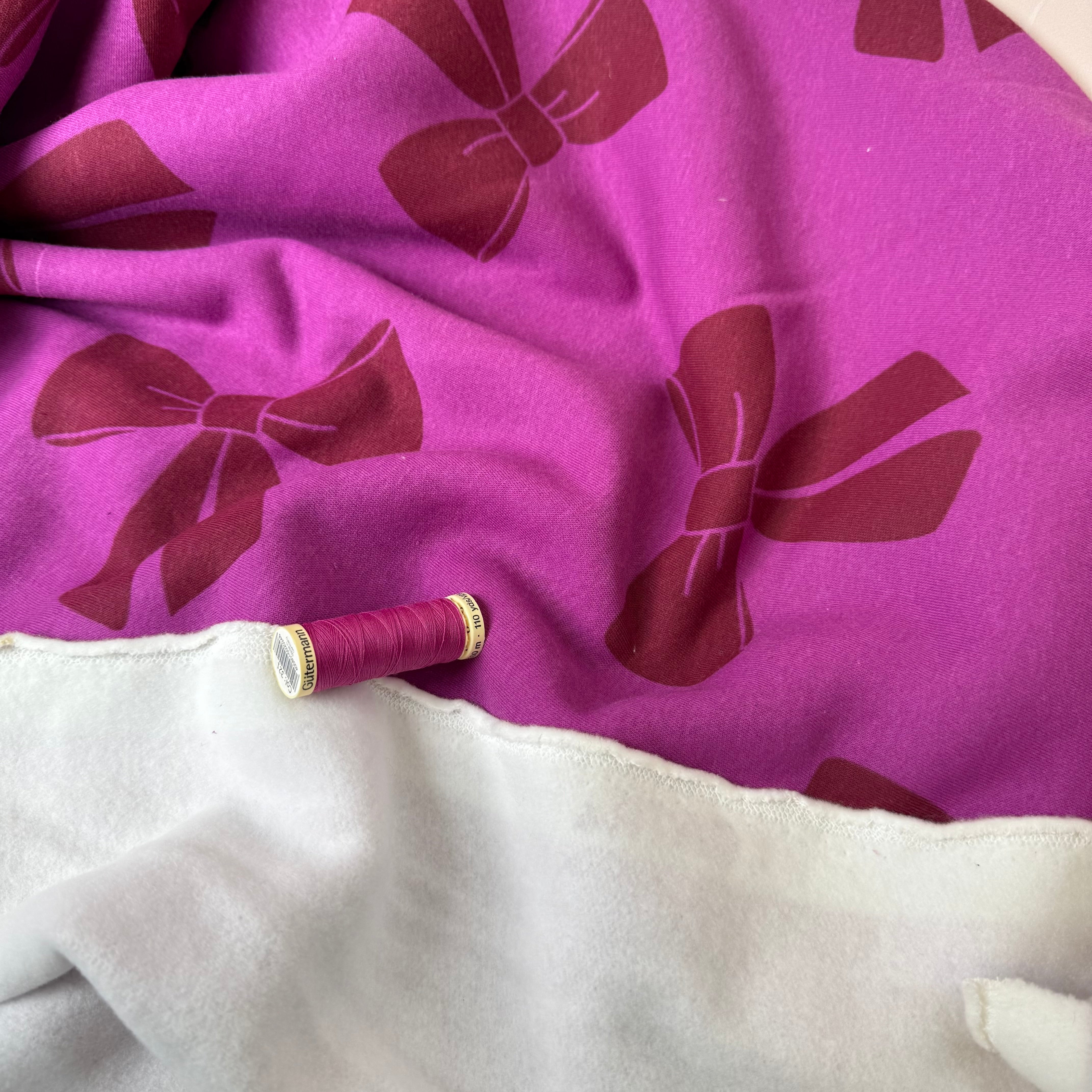 Bows Fleecy Jogging Sweat-shirting Fabric