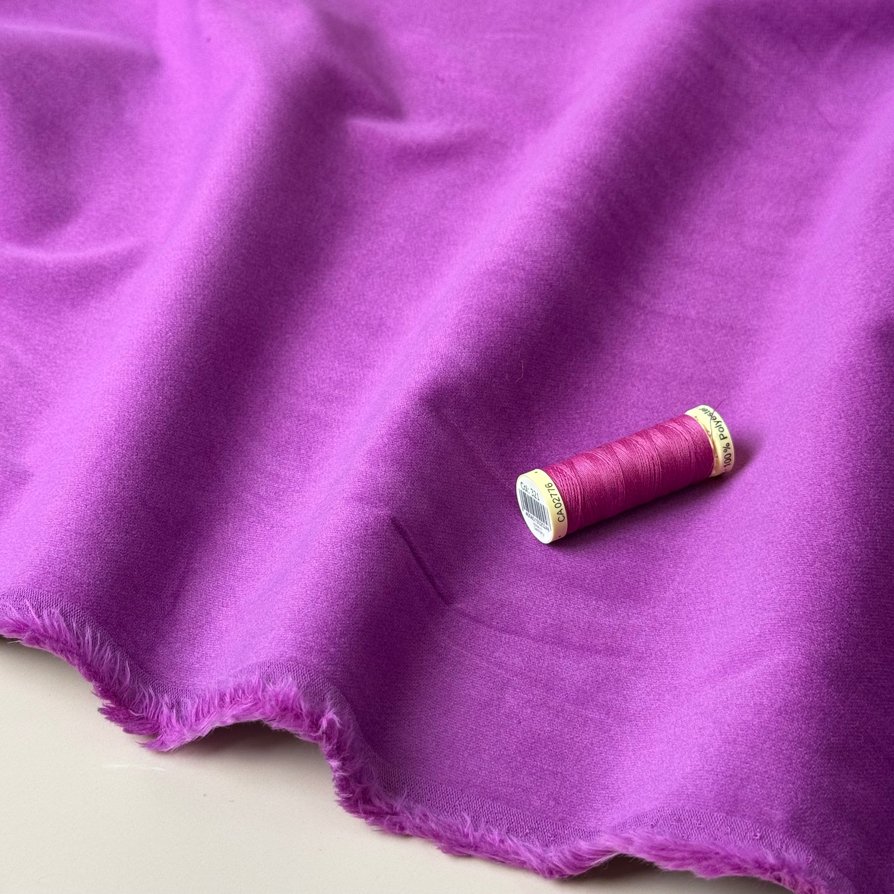 Magenta Stretch Cotton Velvet Fabric