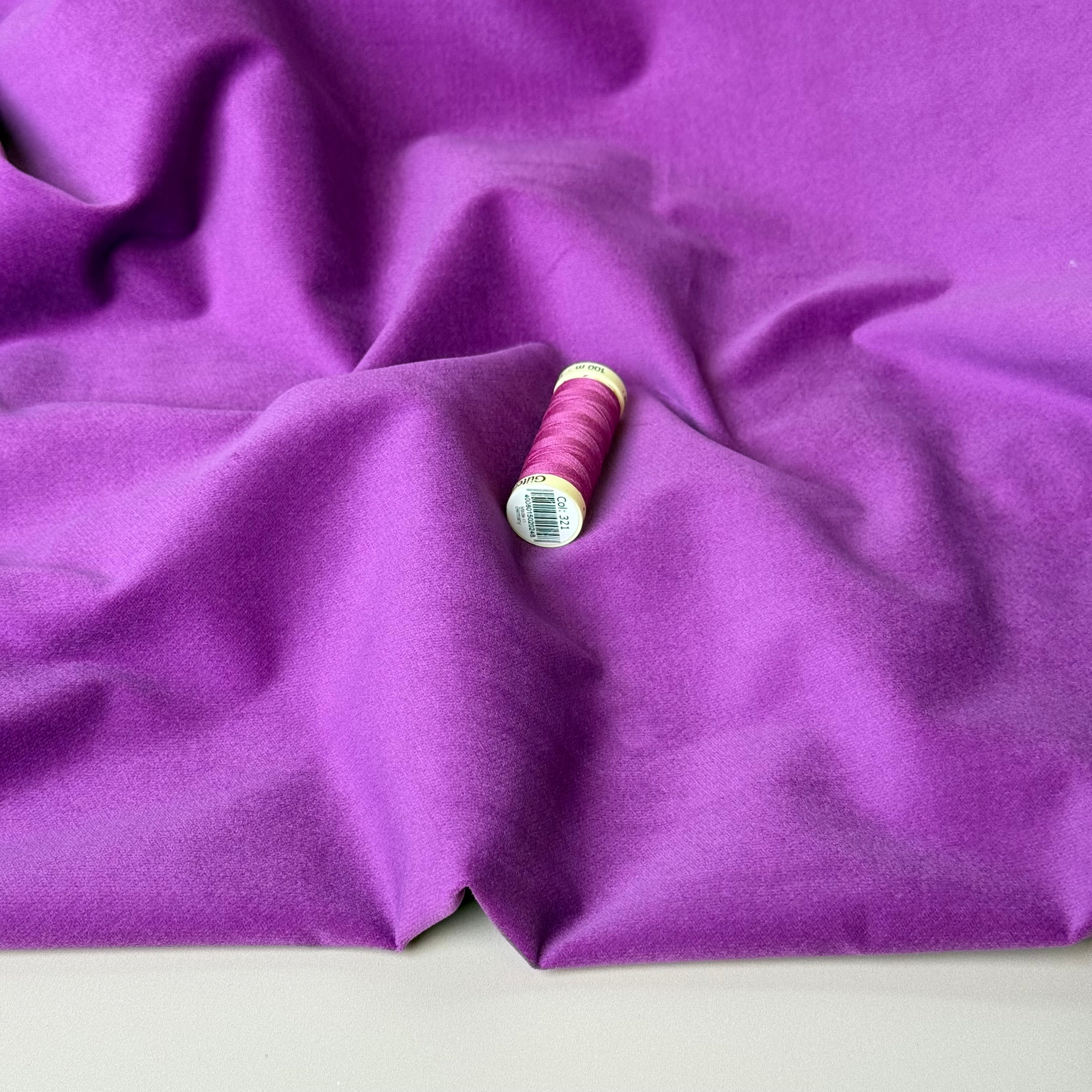 Magenta Stretch Cotton Velvet Fabric