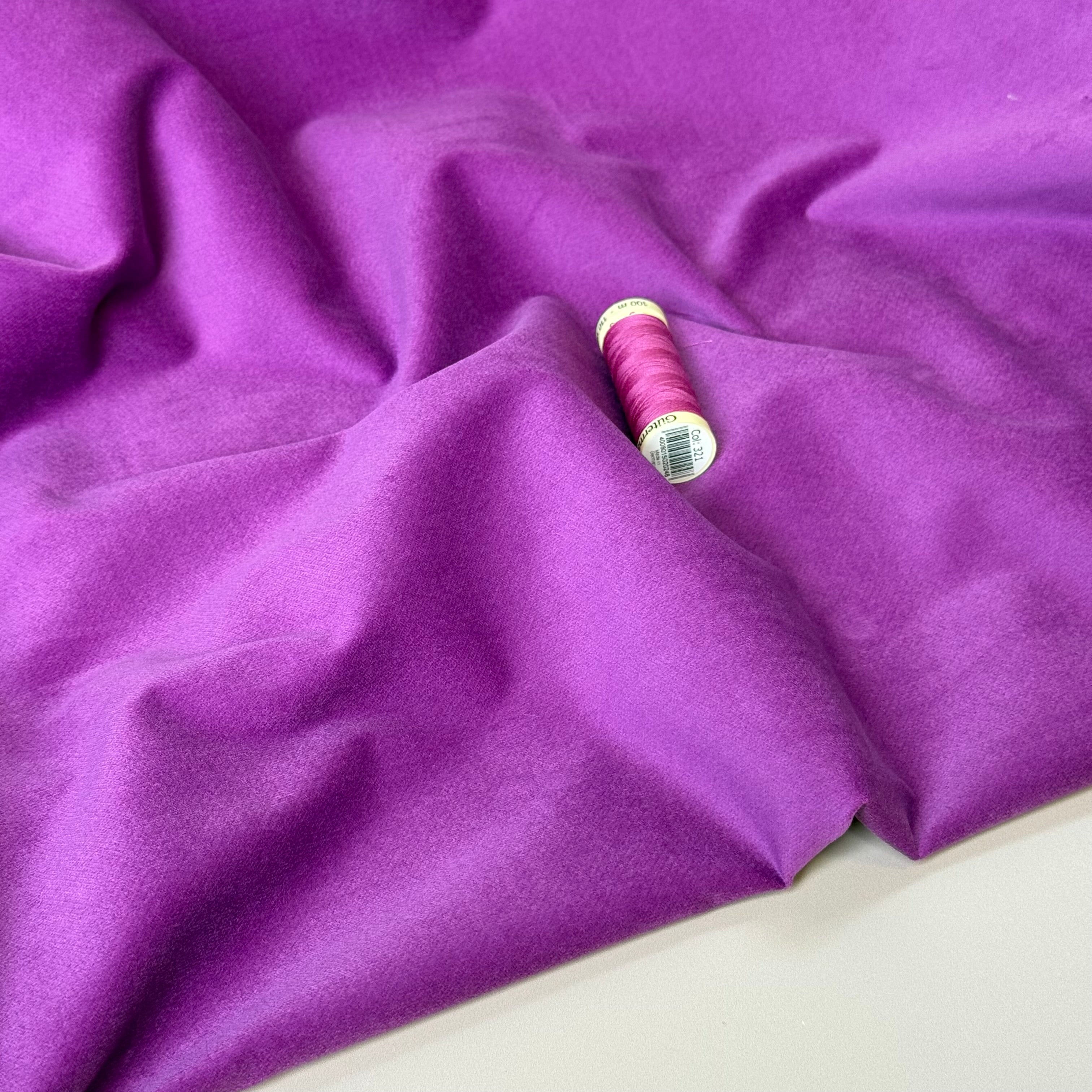Magenta Stretch Cotton Velvet Fabric