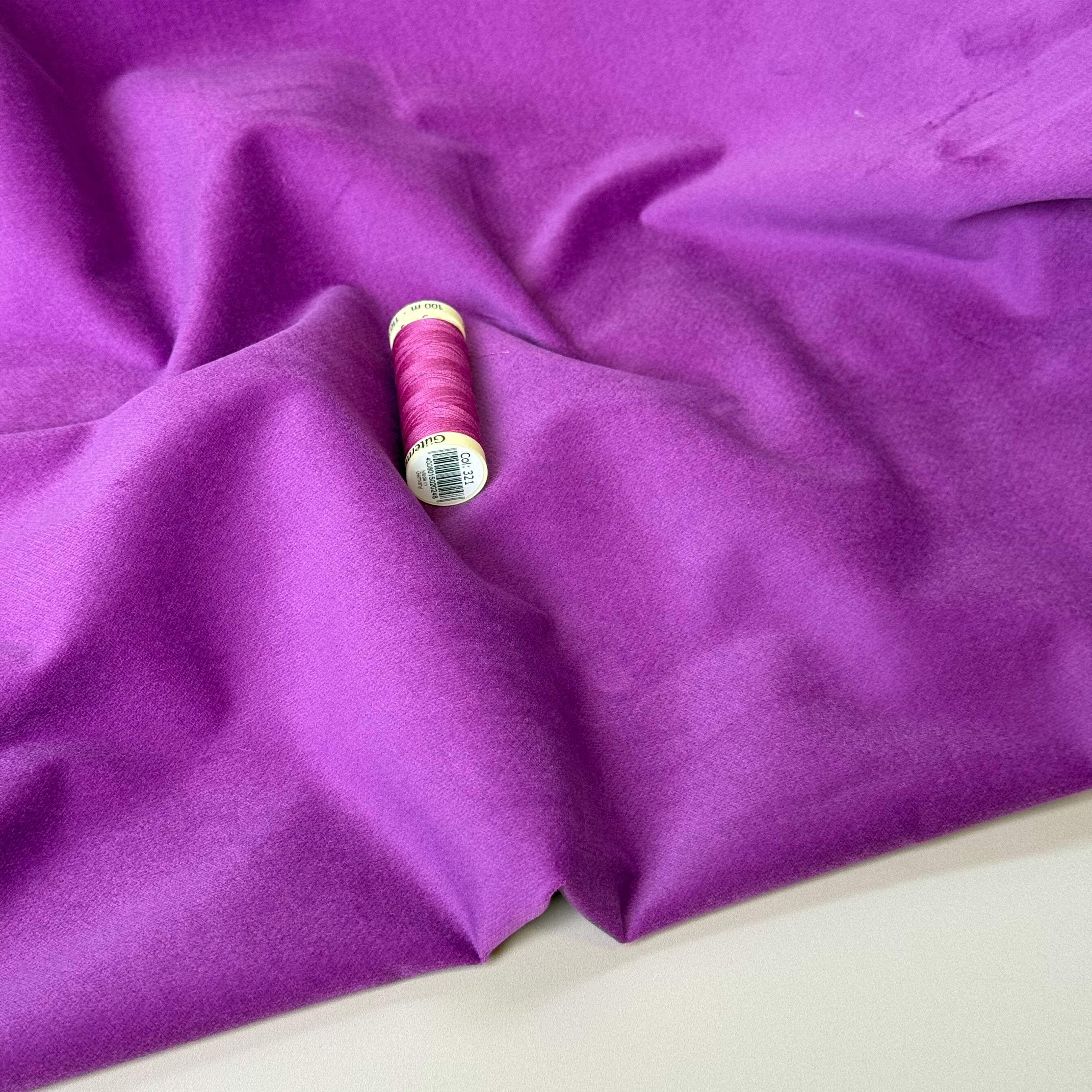 Magenta Stretch Cotton Velvet Fabric
