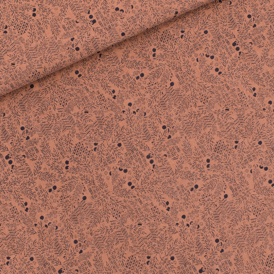 See You At Six - Seasons Greetings Copper Brown Linen Viscose Fabric