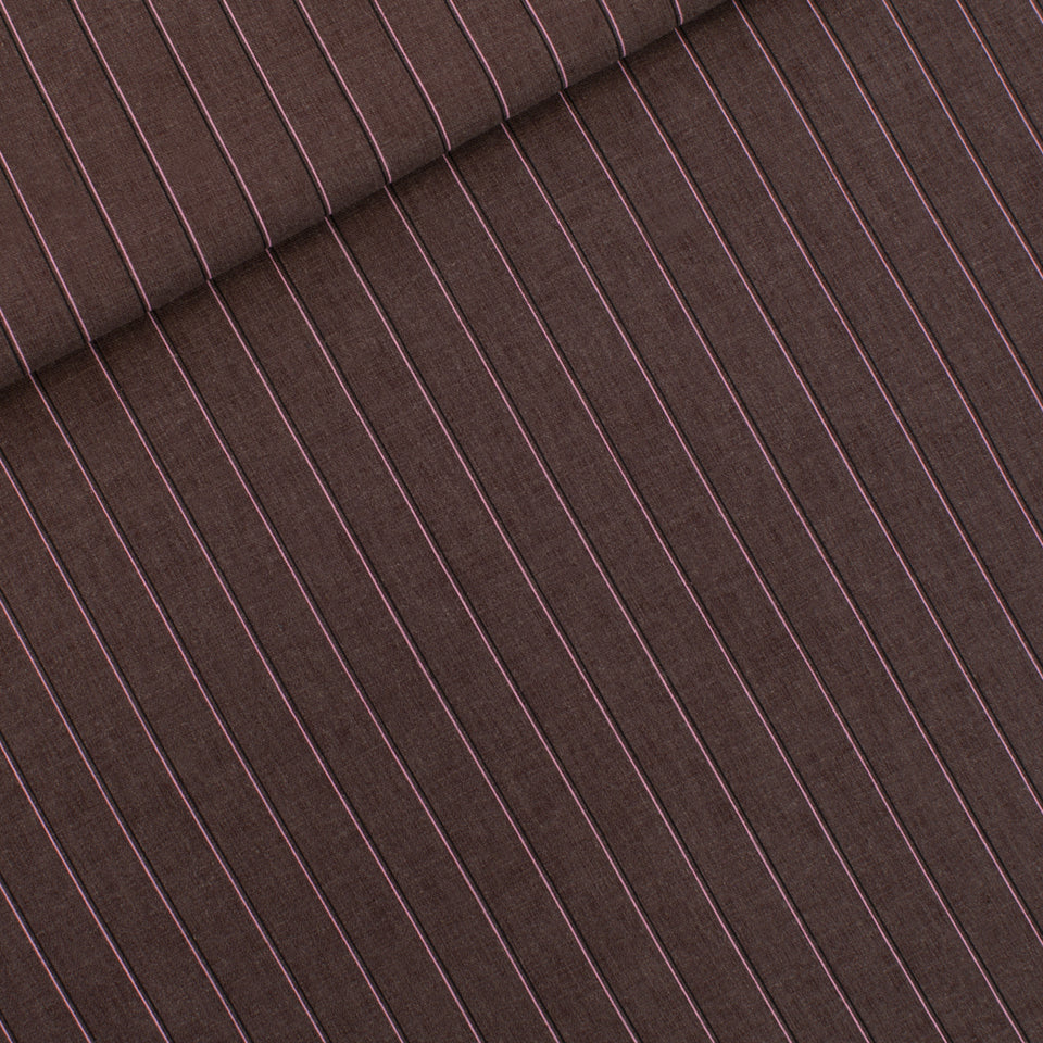 REMNANT 1.74 Metres - See You At Six - Lines 2N Raisin Purple Linen Viscose Fabric