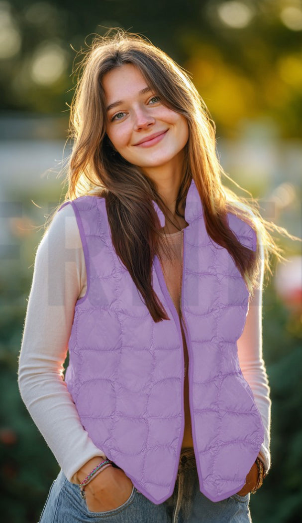 Lilac & Apricot Graphic Quilted Puffer Fabric