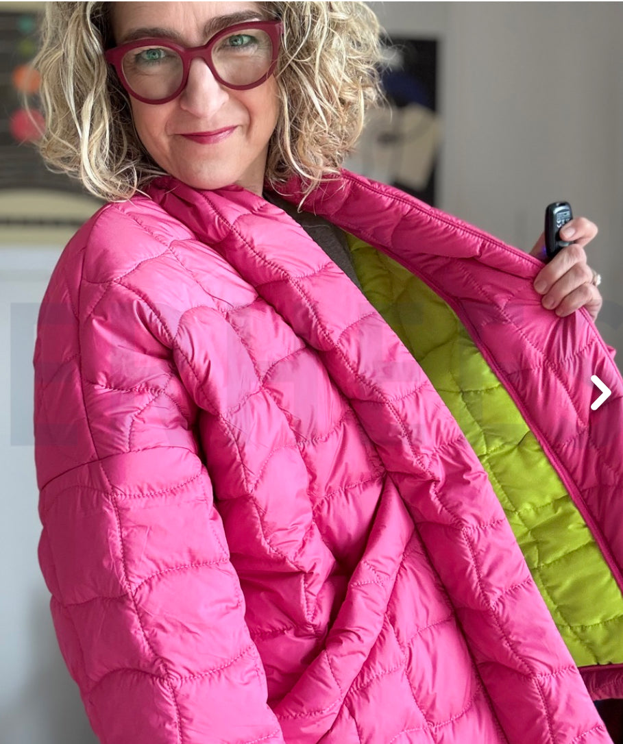 Lilac & Apricot Graphic Quilted Puffer Fabric
