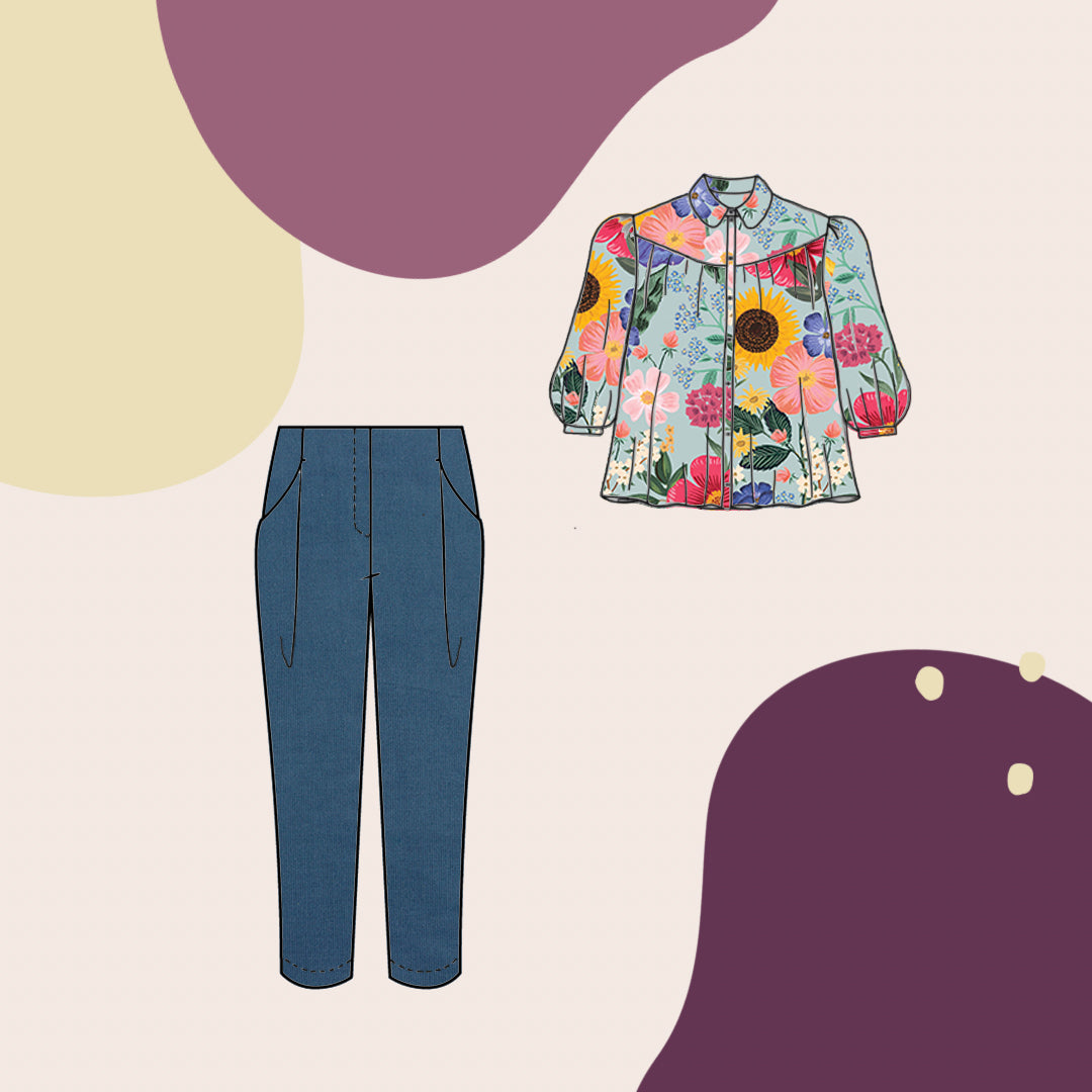 Rifle Paper Co Blossom Light Blue Rayon from Curio Garden Lamazi Fabrics