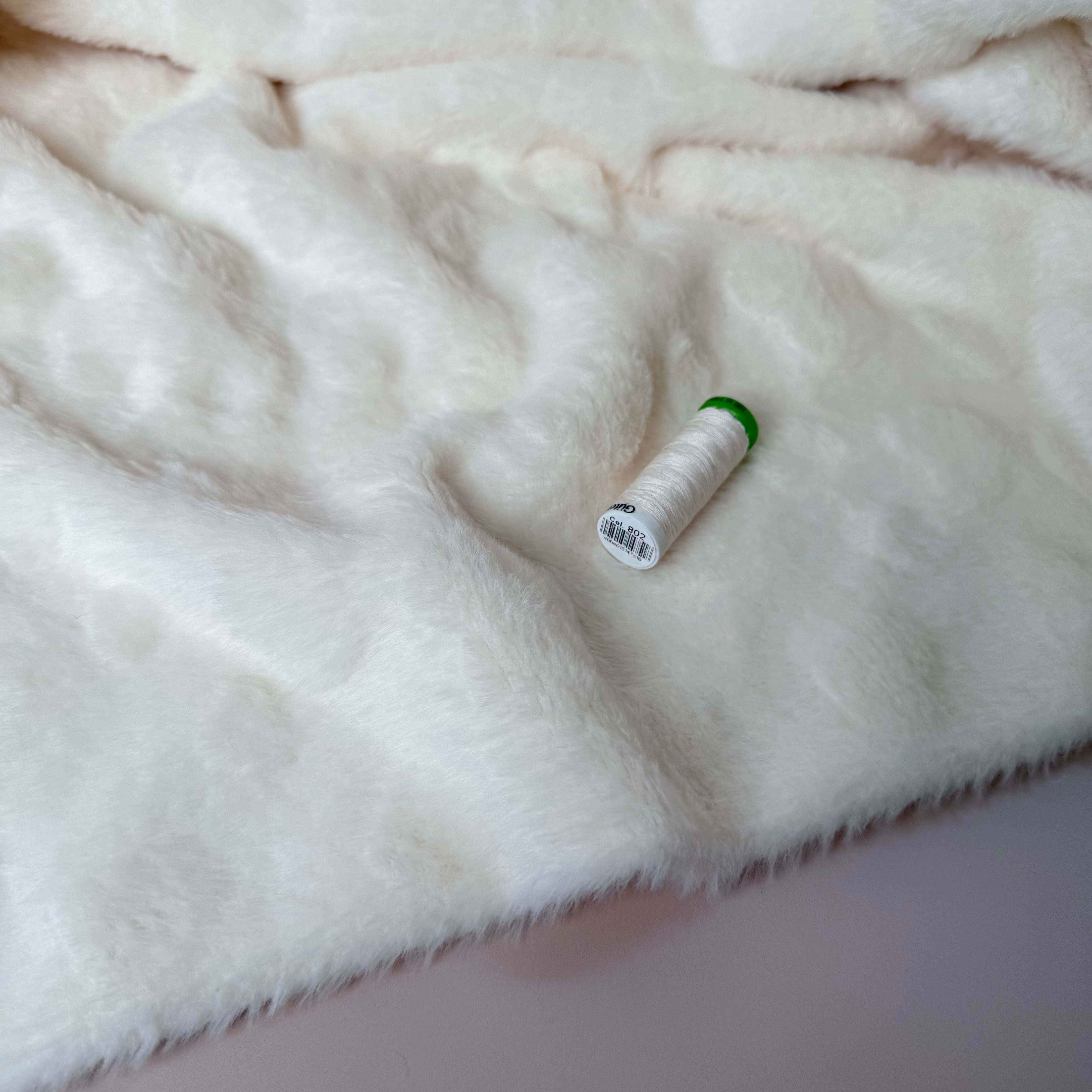 Fur Fabric with Hearts in Off-White