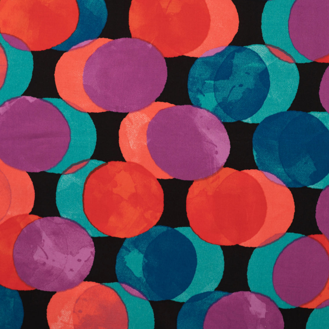 Watercolour Dots in Pink and Blue Viscose Sateen Fabric