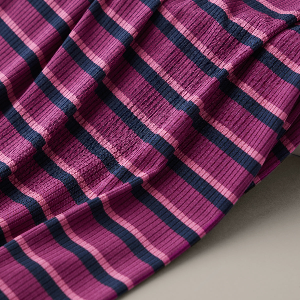 Derby Stripe Ribbed Jersey Cherry with TENCEL™ Modal Fibres