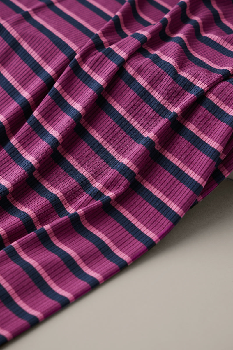 Derby Stripe Ribbed Jersey Cherry with TENCEL™ Modal Fibres