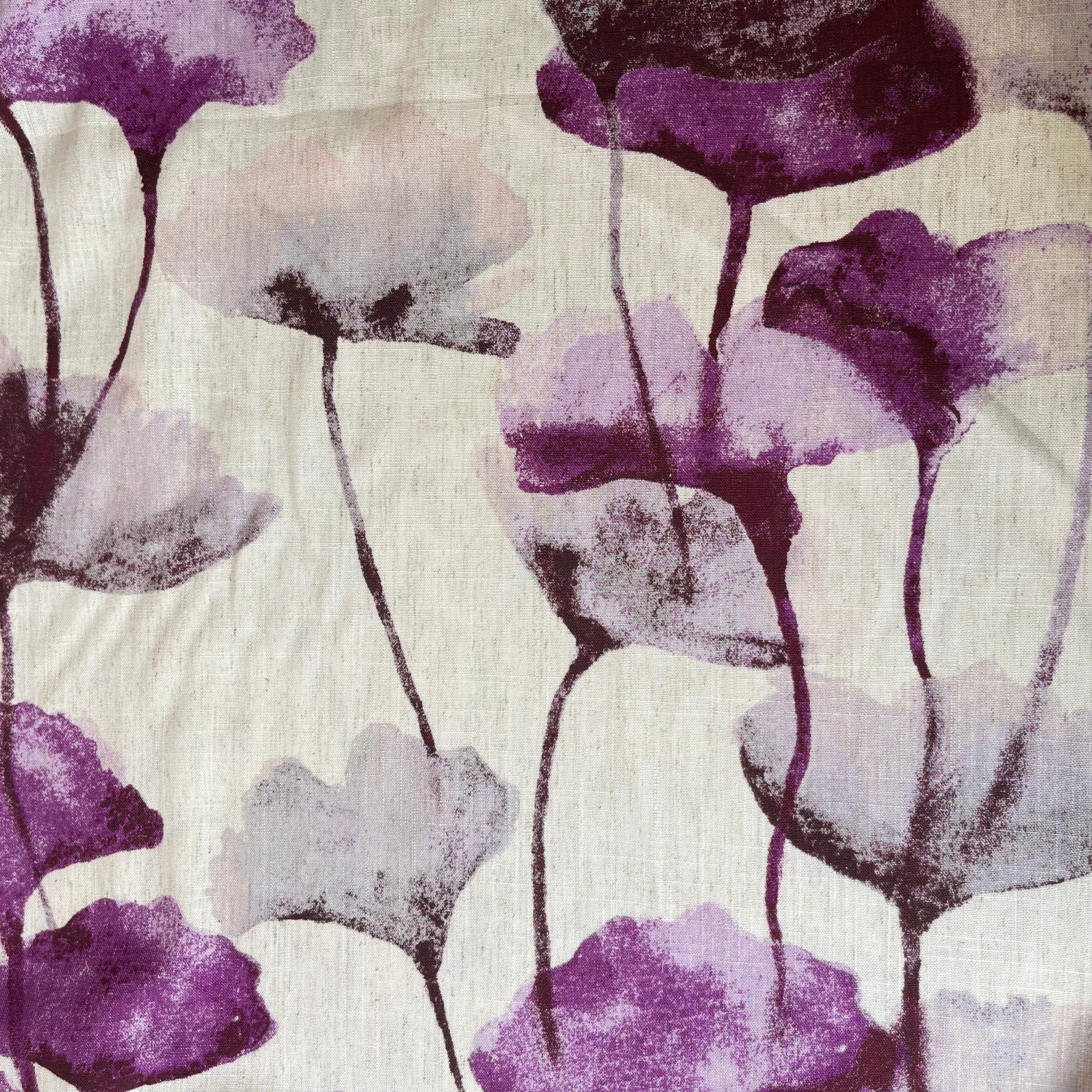 REMNANT 0.29 metres - Purple Gingko Viscose Linen Fabric