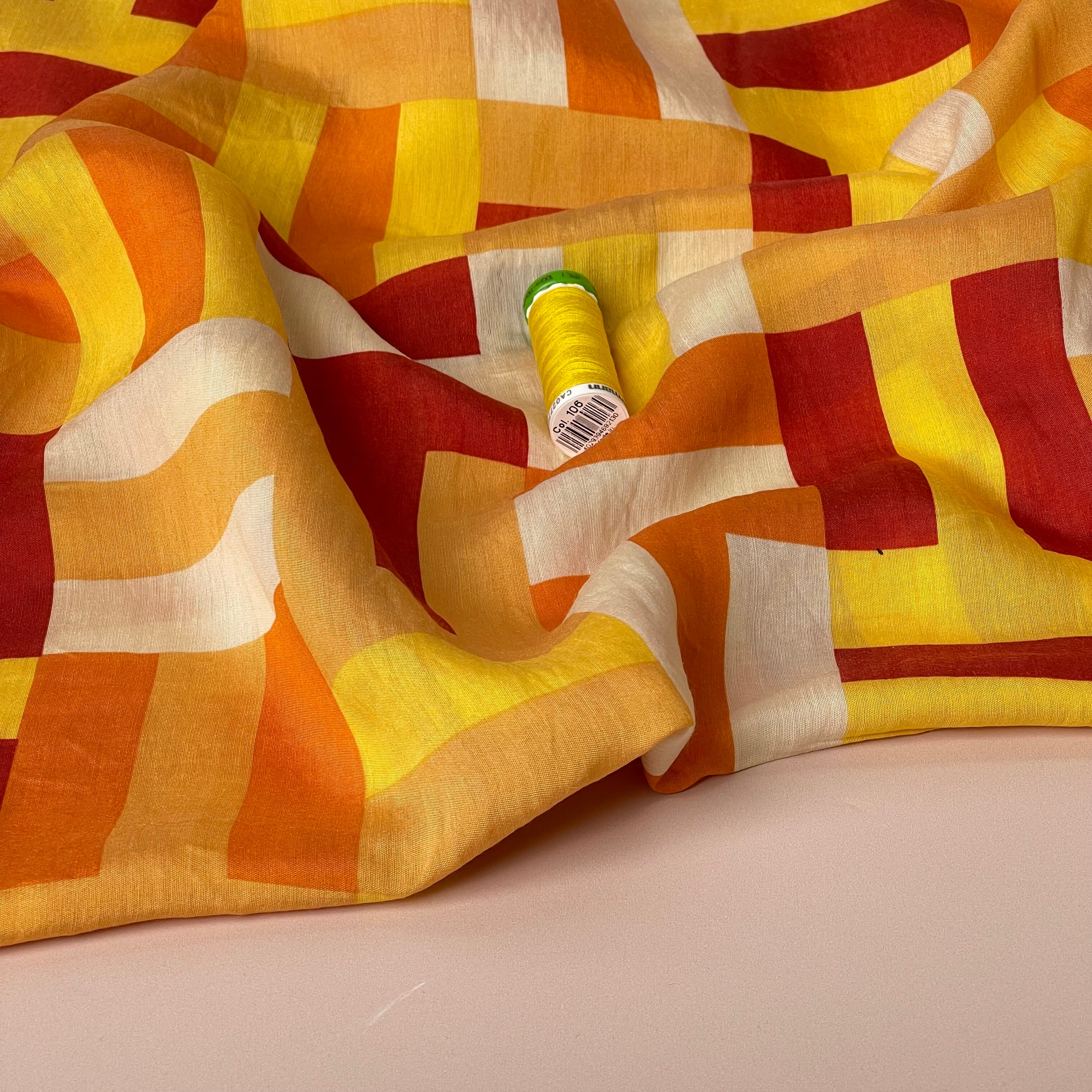 Golden Maze Viscose Blend Fabric