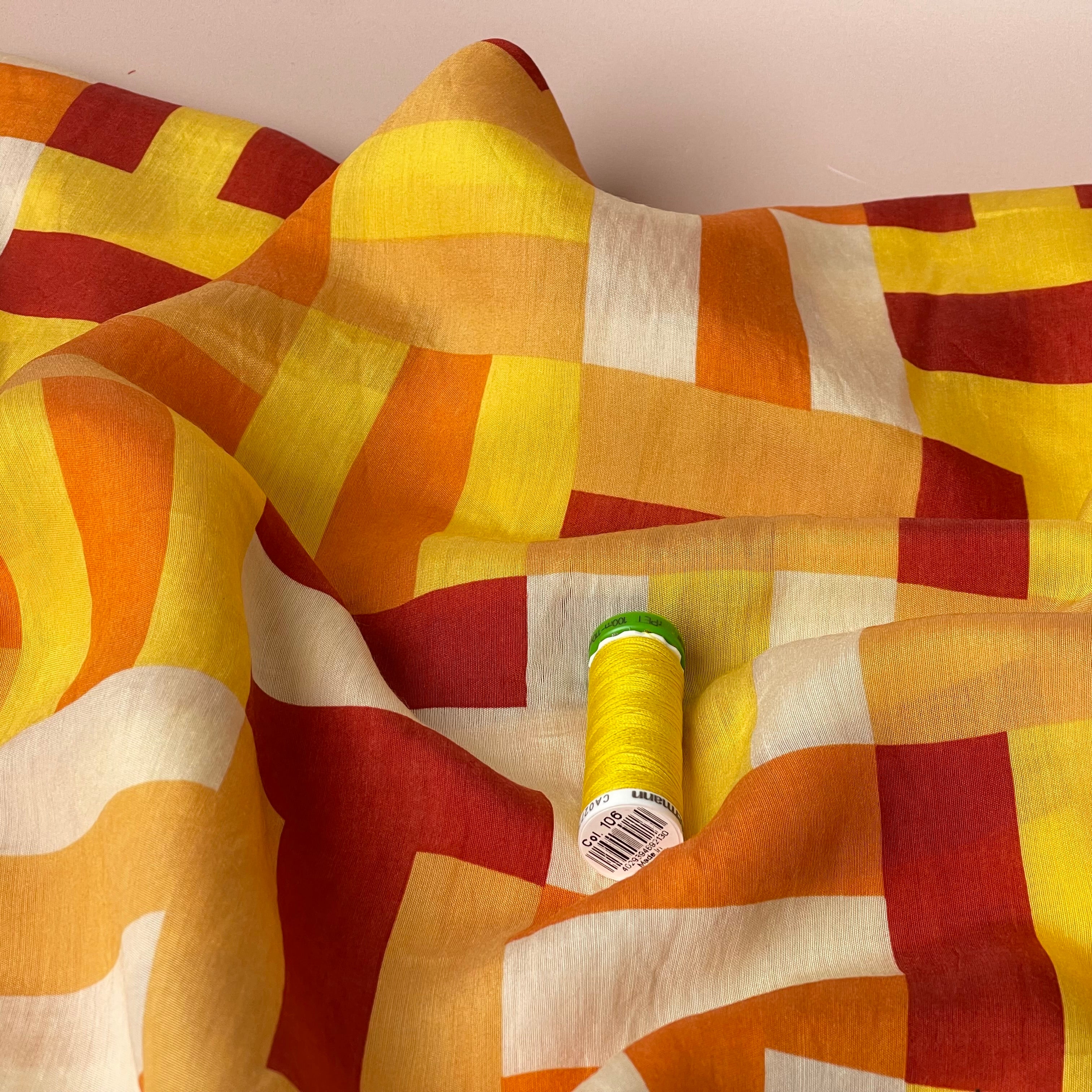 Golden Maze Viscose Blend Fabric