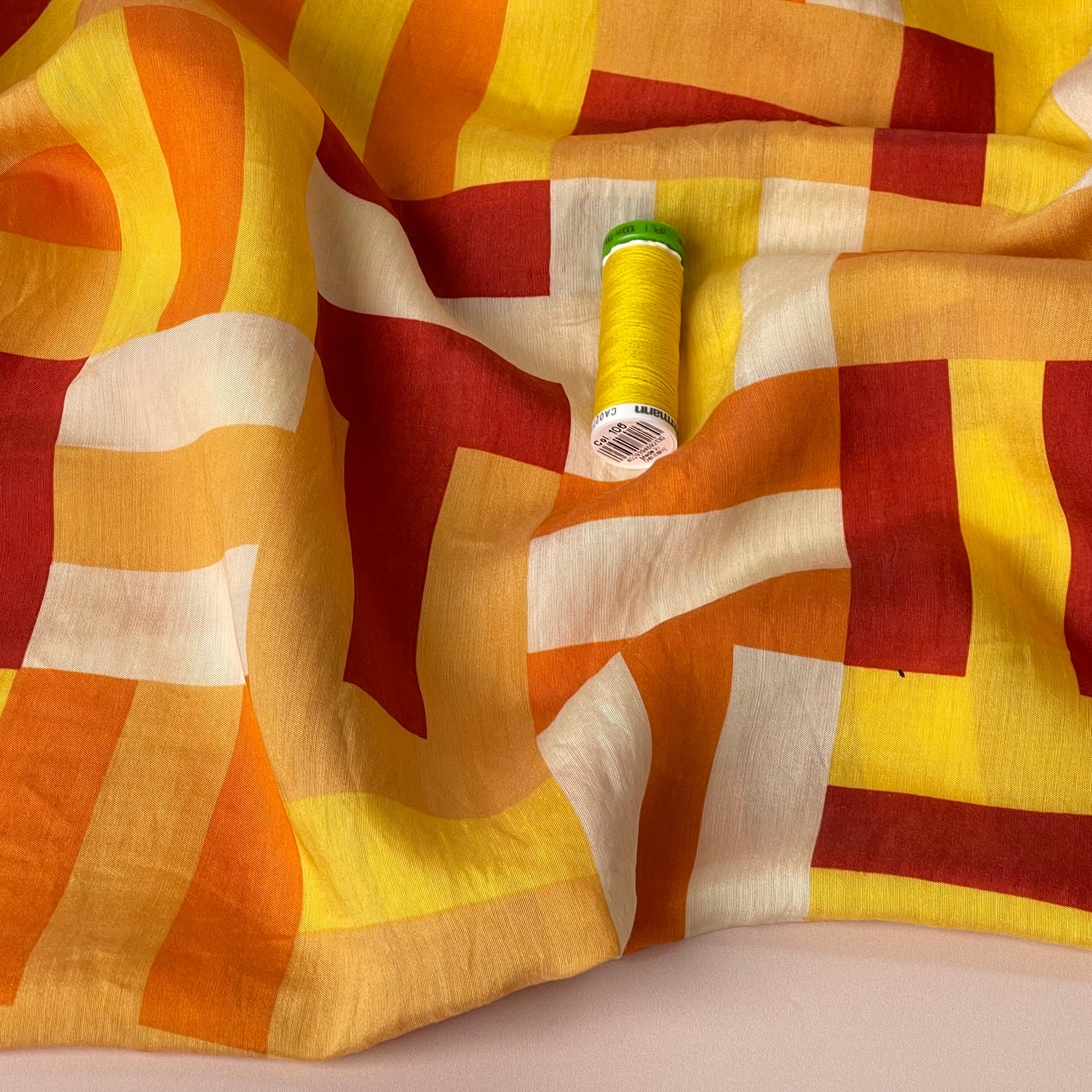 Golden Maze Viscose Blend Fabric