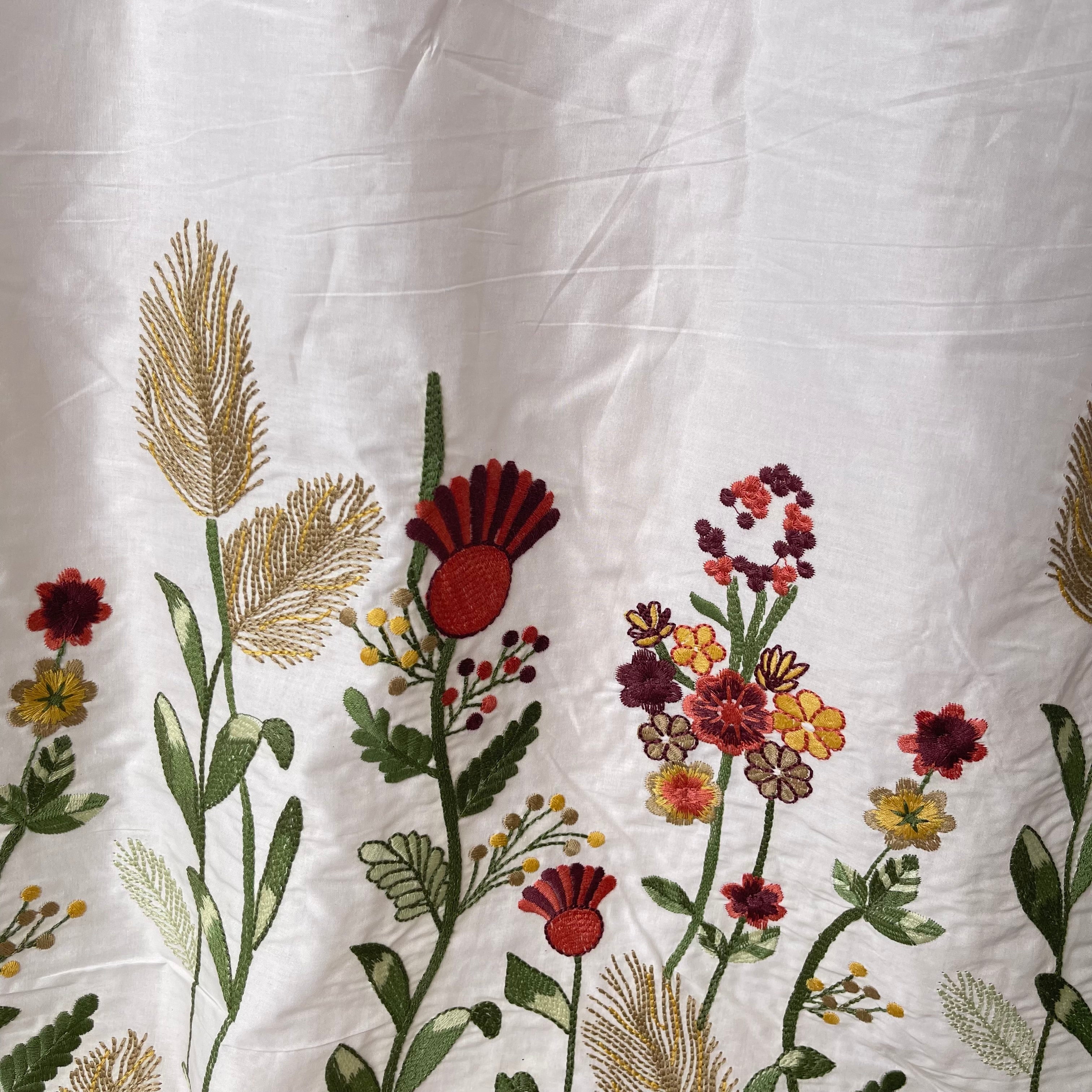 Floral Border Embroidered Cotton Fabric