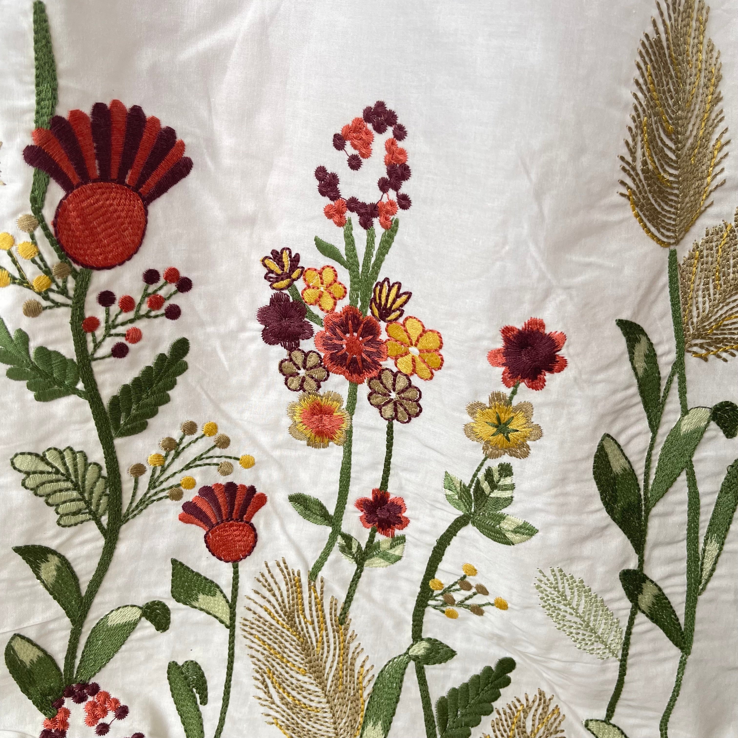 Floral Border Embroidered Cotton Fabric