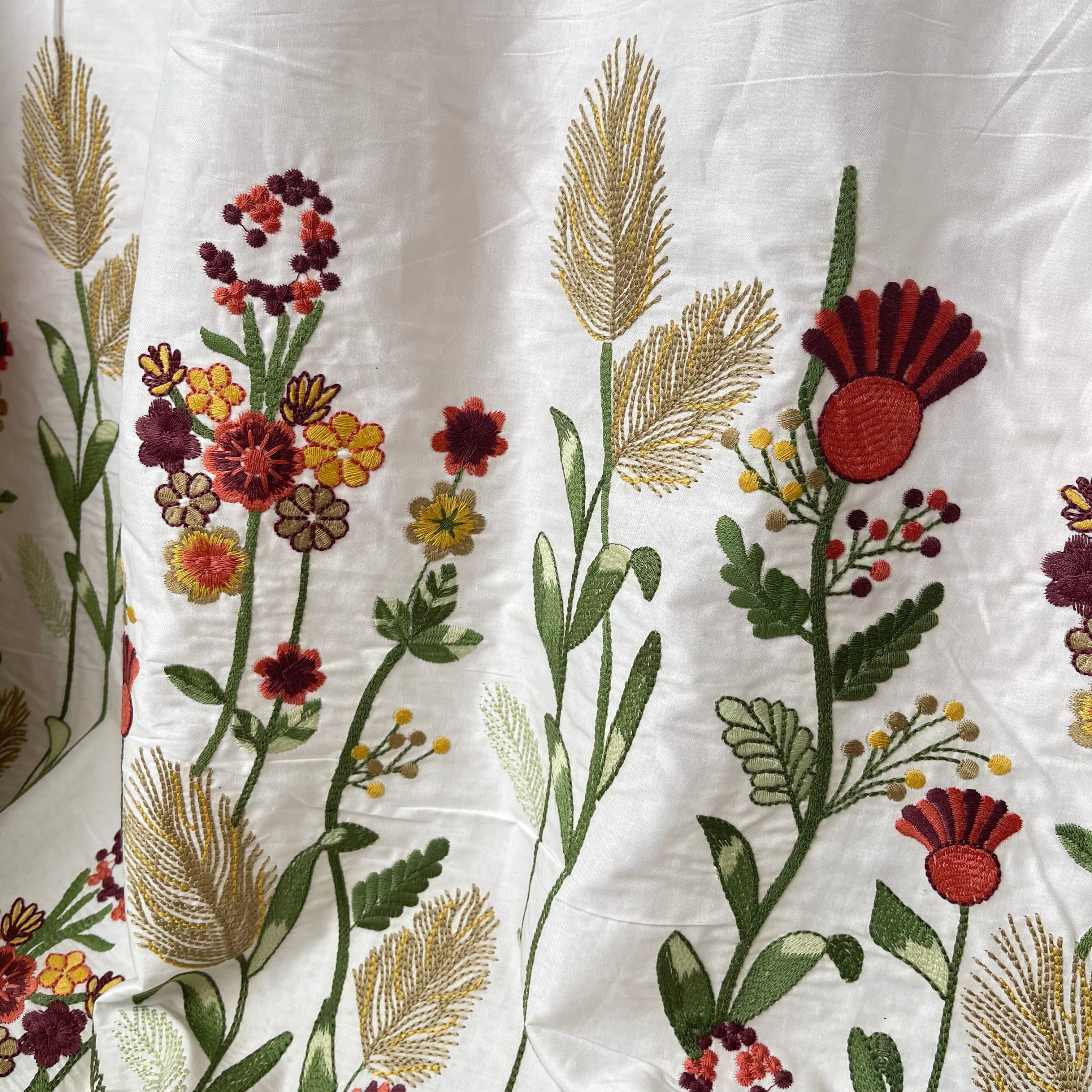 Floral Border Embroidered Cotton Fabric