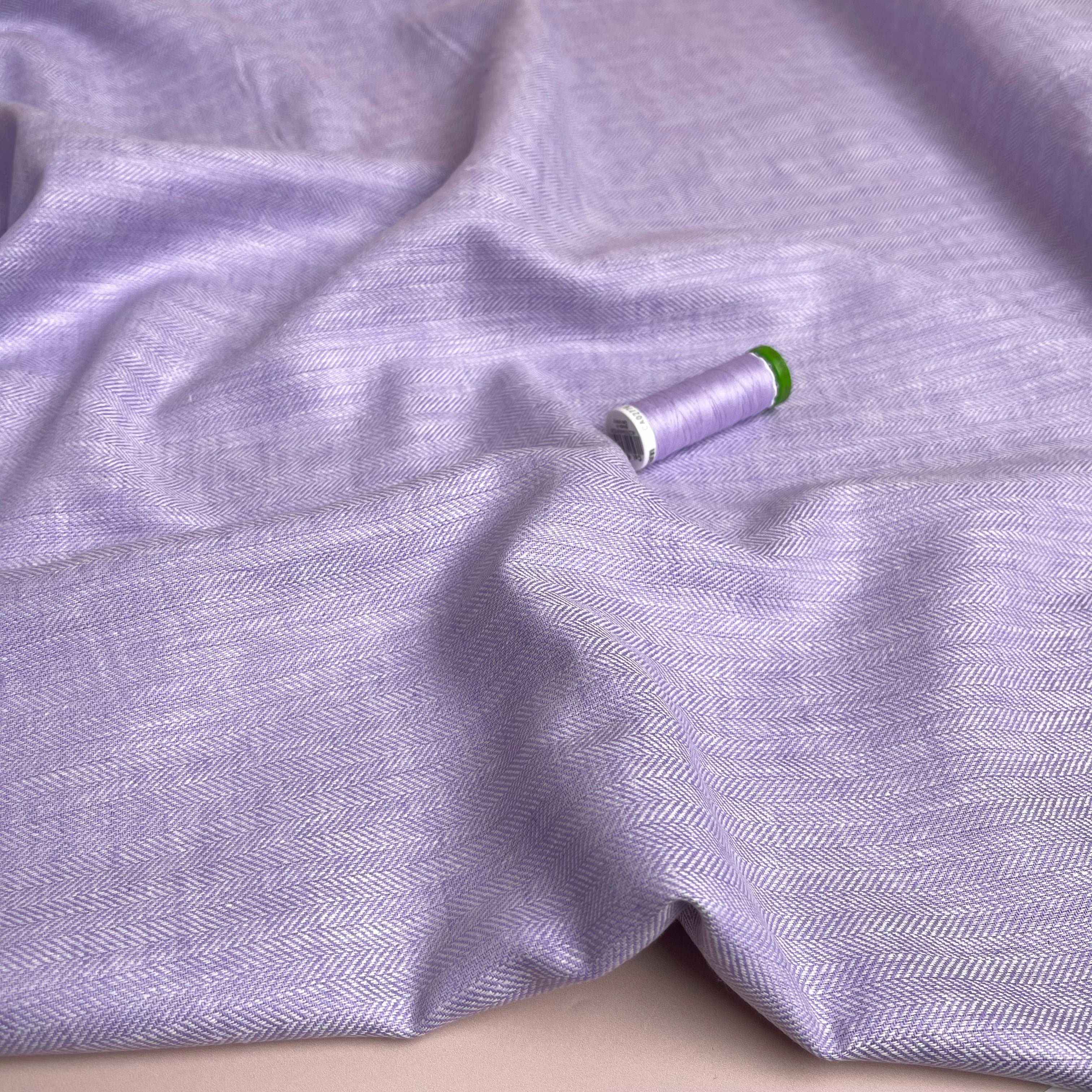 REMNANT 1.8 Metres - Chevron Lilac Linen Cotton Twill