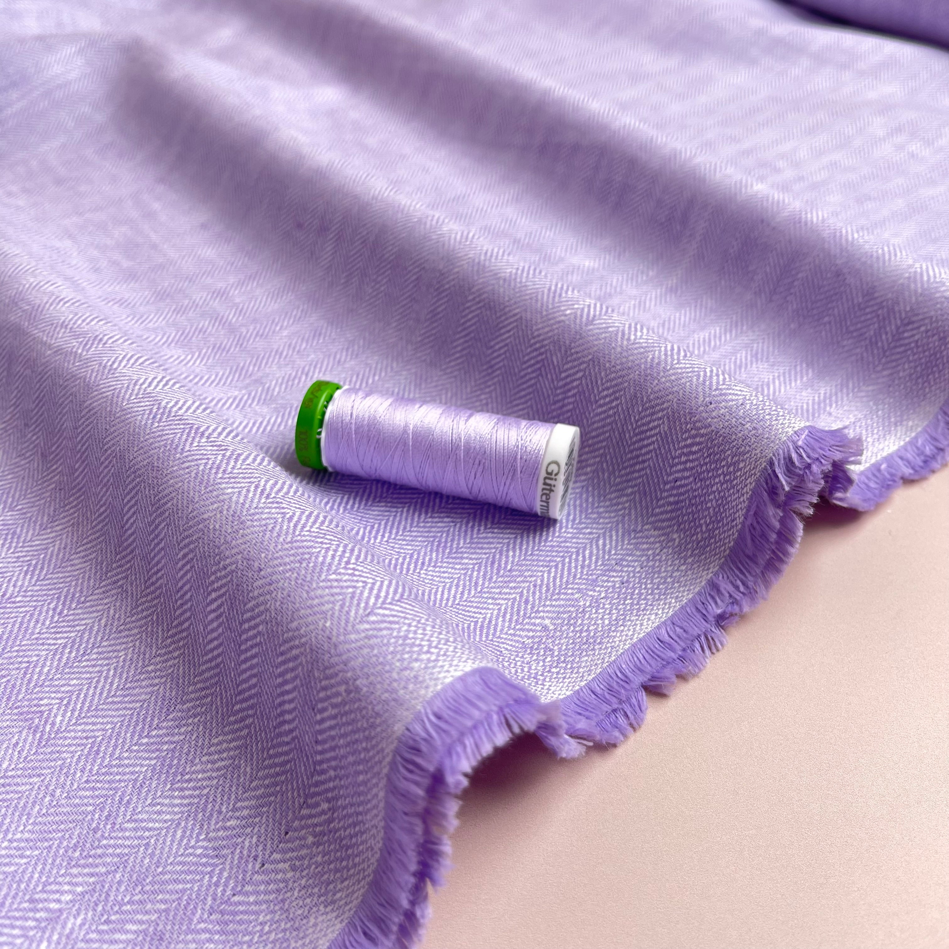 REMNANT 1.8 Metres - Chevron Lilac Linen Cotton Twill