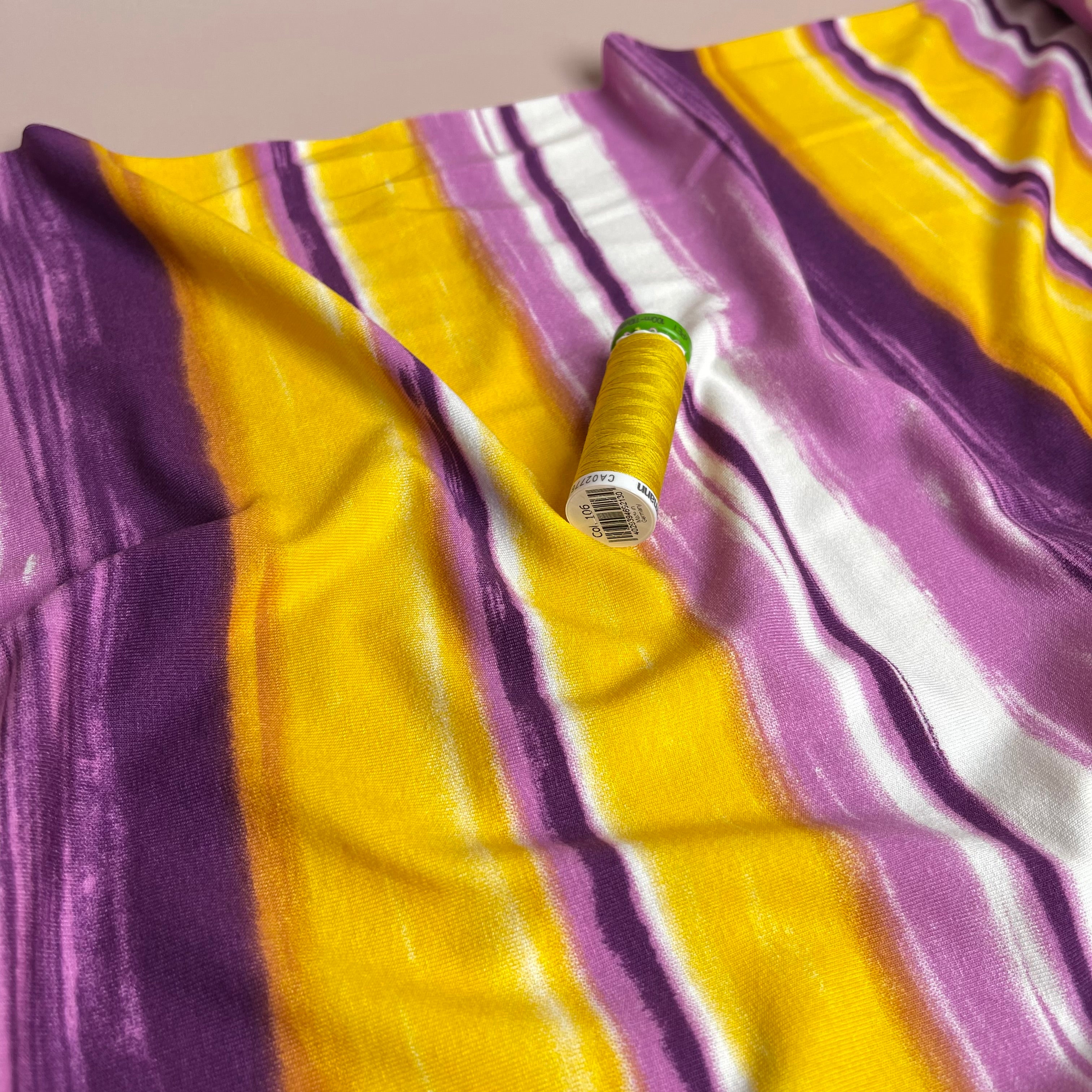 Hazy Stripes Sunset Viscose Jersey Fabric
