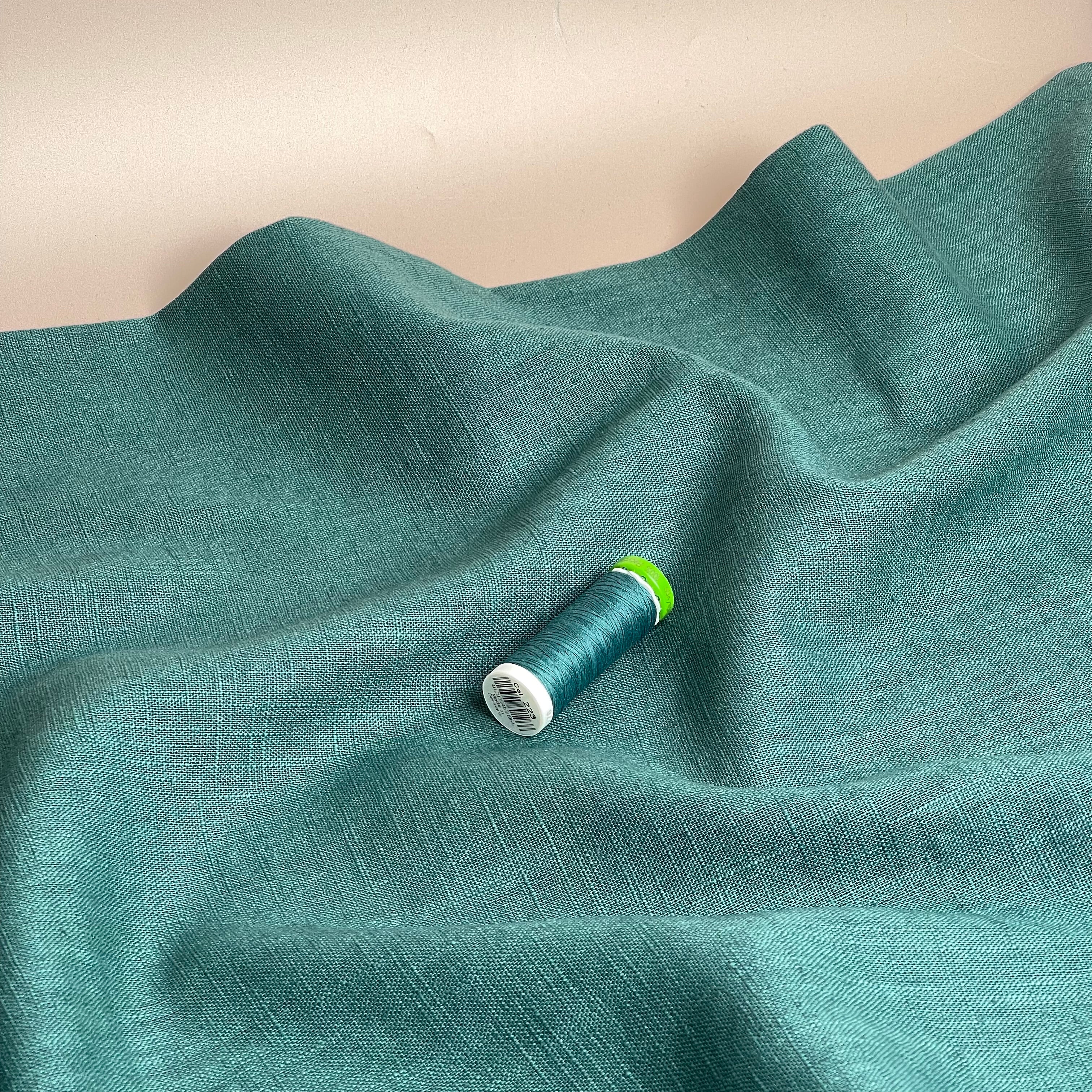 Breeze Lagoon - Enzyme Washed Pure Linen Cotton Fabric