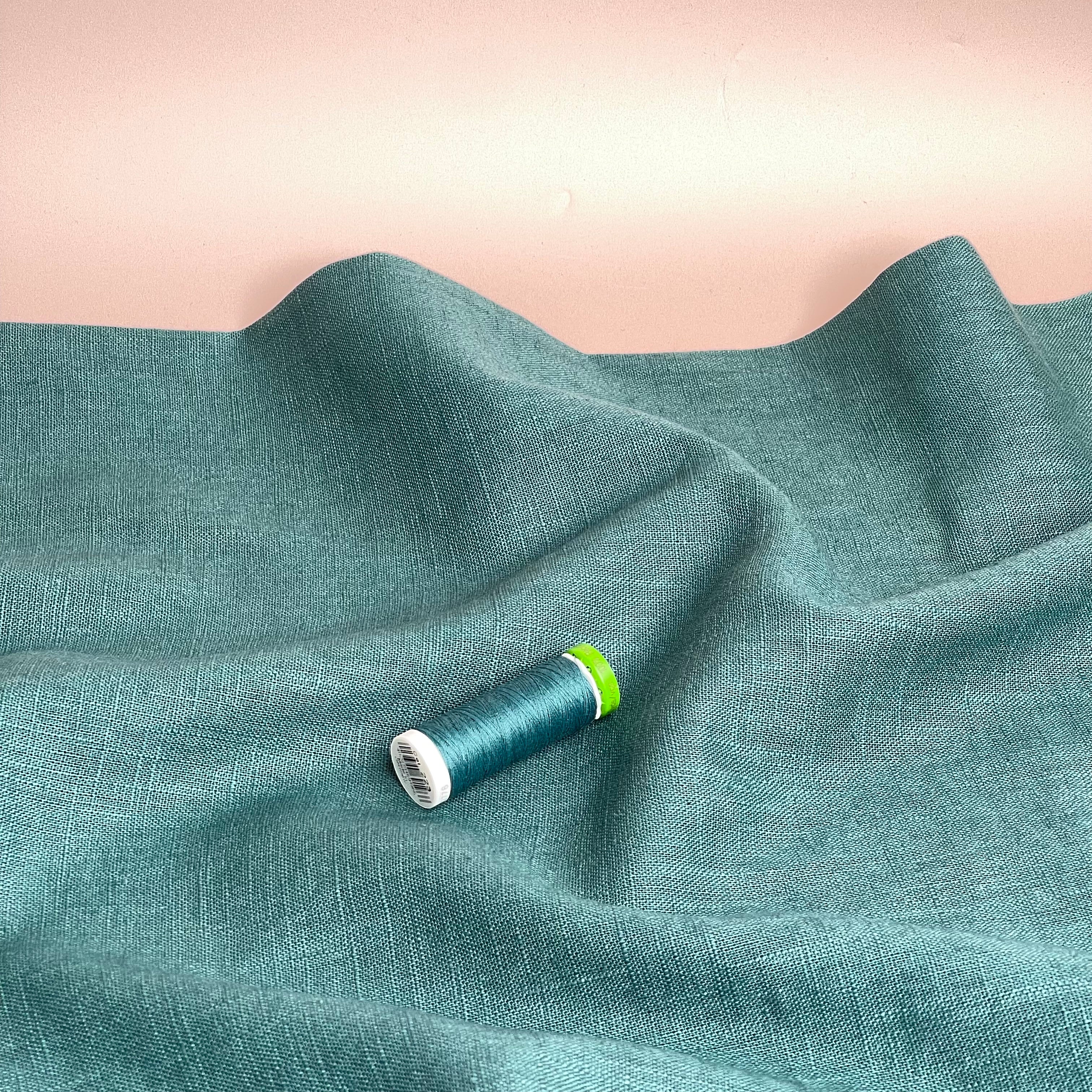 Breeze Lagoon - Enzyme Washed Pure Linen Cotton Fabric