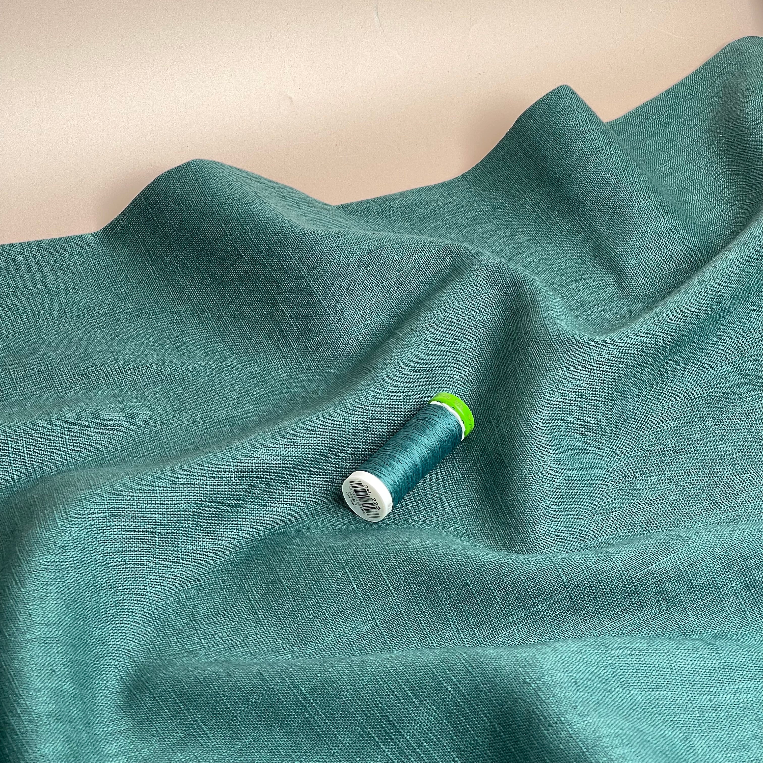Breeze Lagoon - Enzyme Washed Pure Linen Cotton Fabric