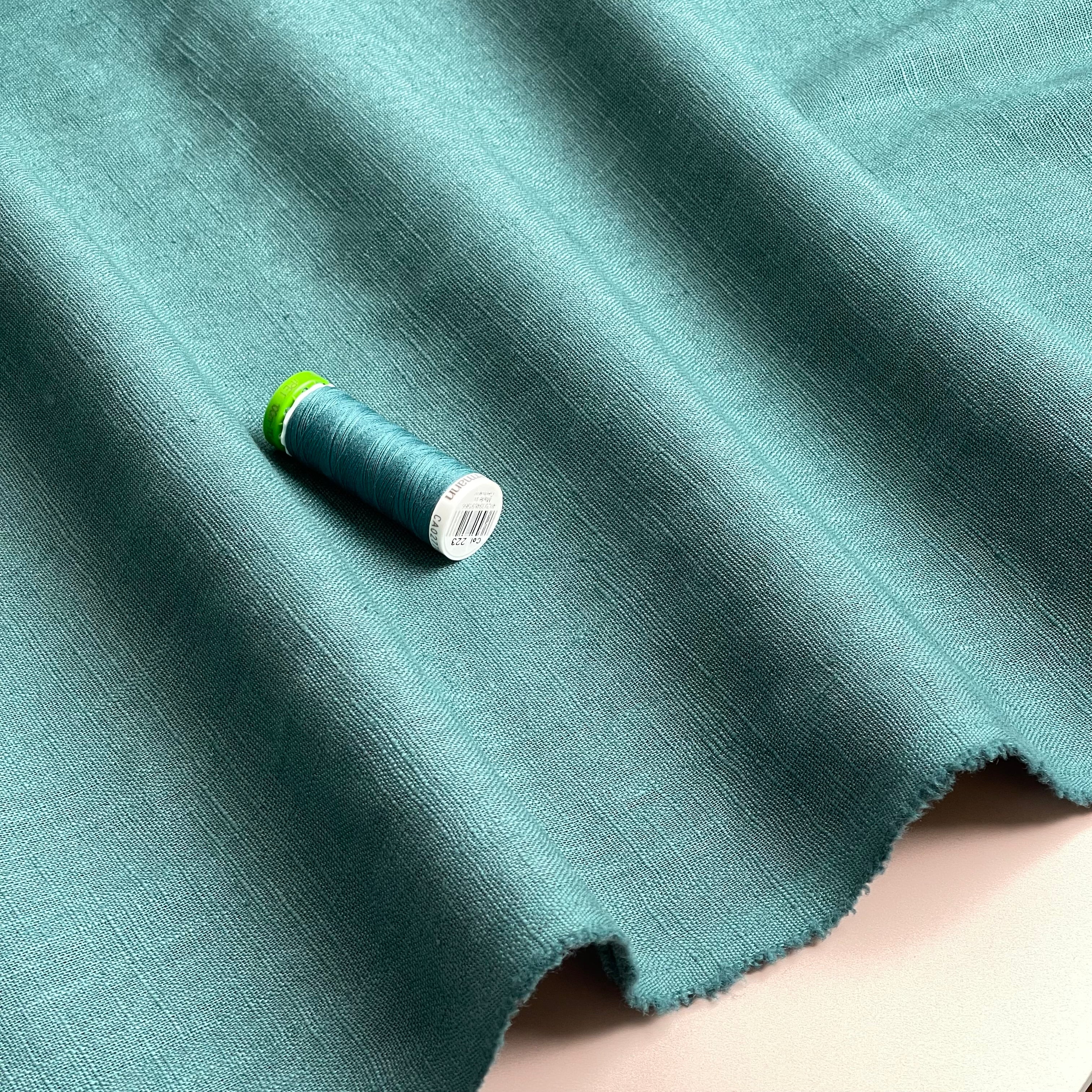 Breeze Lagoon - Enzyme Washed Pure Linen Cotton Fabric