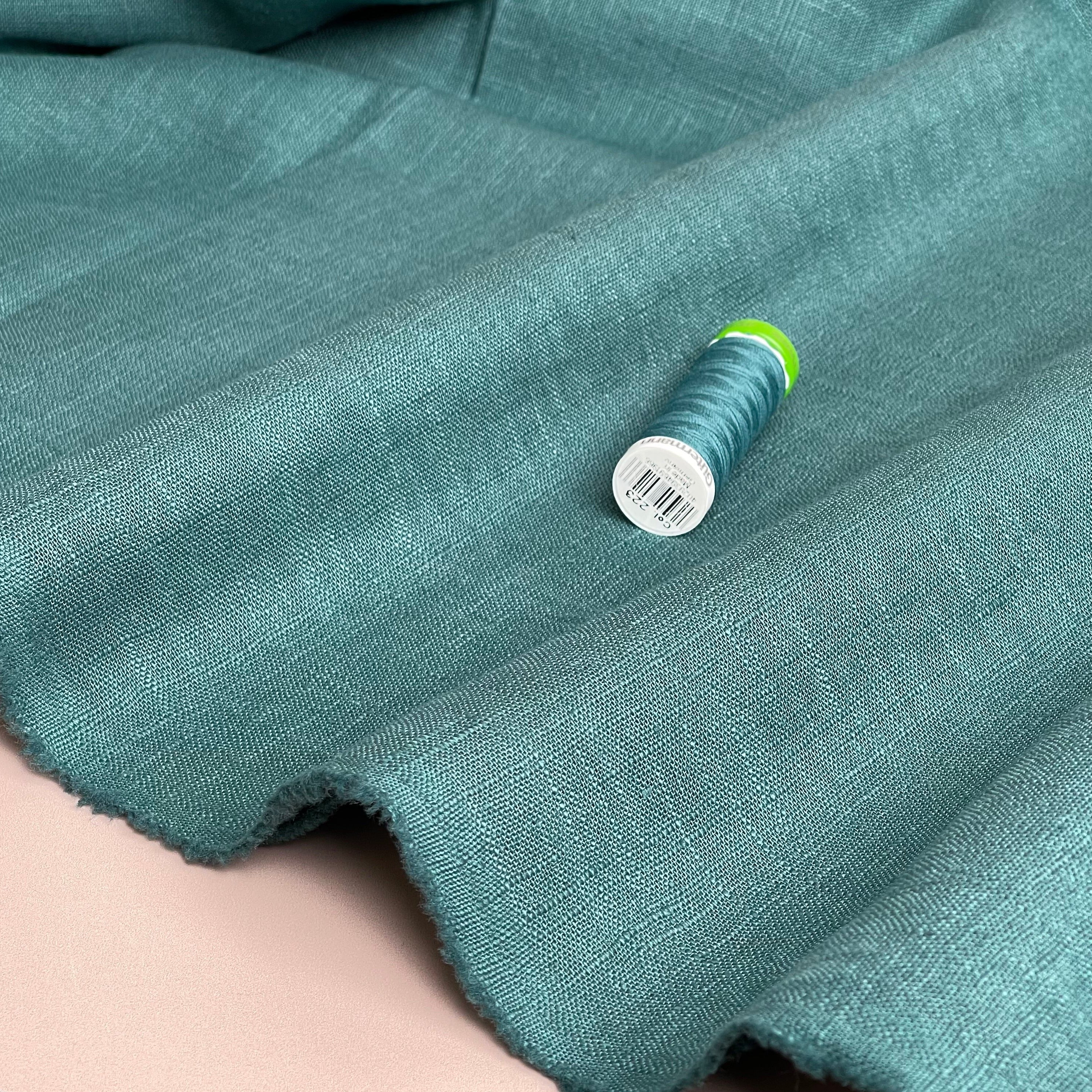 Breeze Lagoon - Enzyme Washed Pure Linen Cotton Fabric