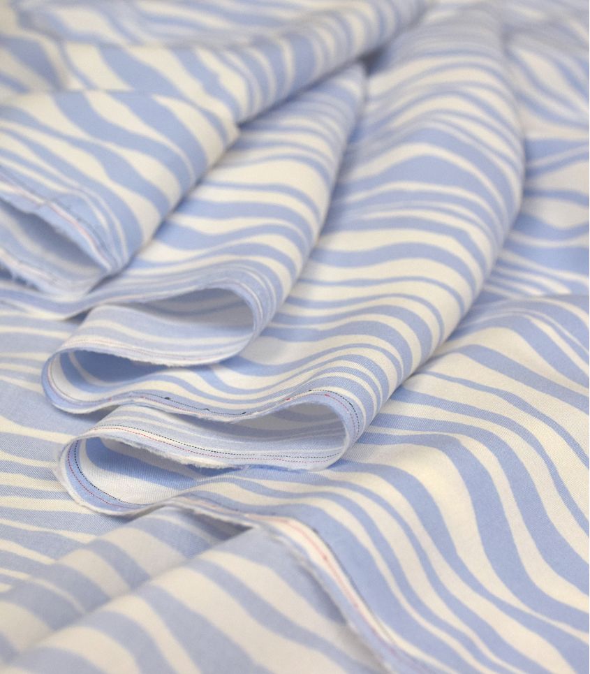 Cousette - Ripple Sky Blue Viscose Fabric
