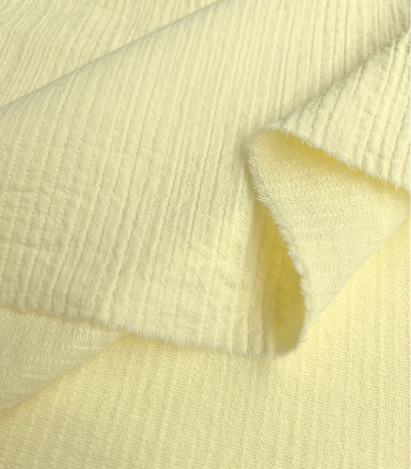Cousette - Lemon Yellow Embroidered Cotton Fabric