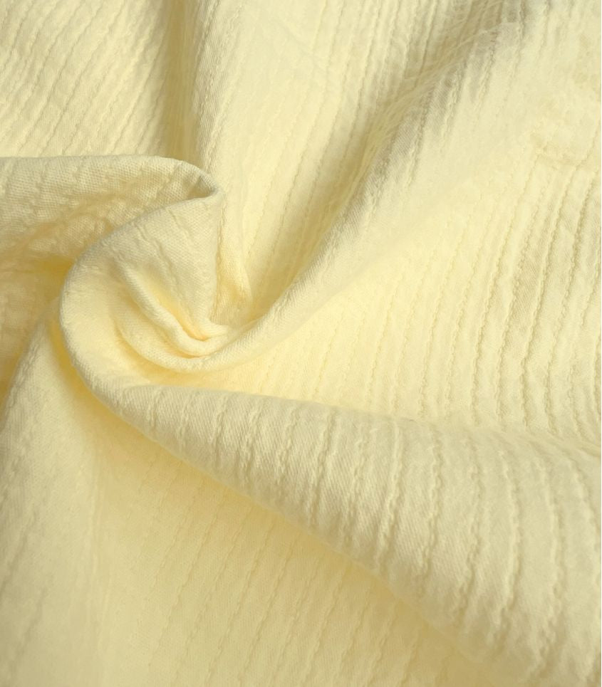 Cousette - Lemon Yellow Embroidered Cotton Fabric