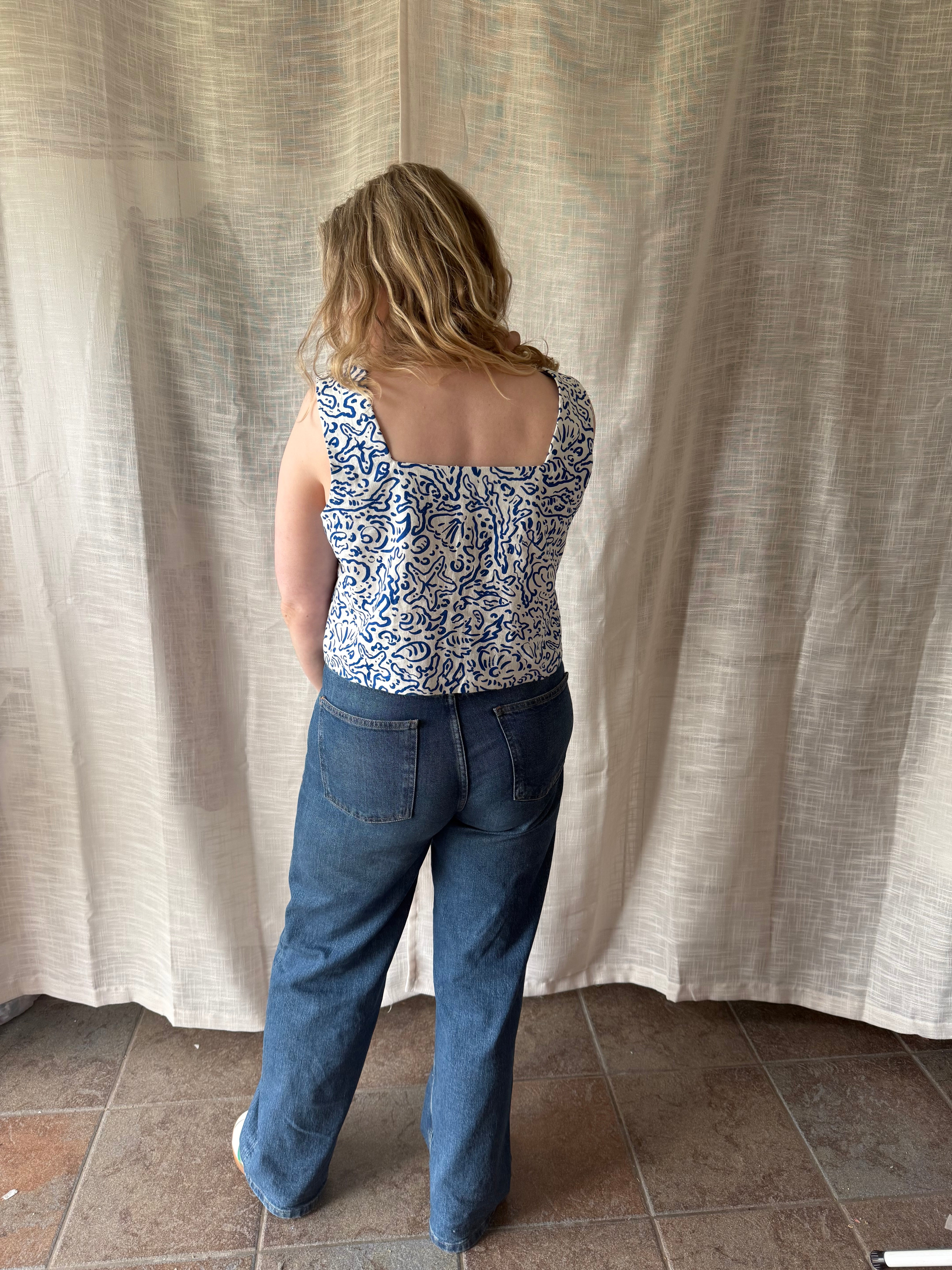 Sewing Kit - UZMA Top in Sealife Linen Viscose