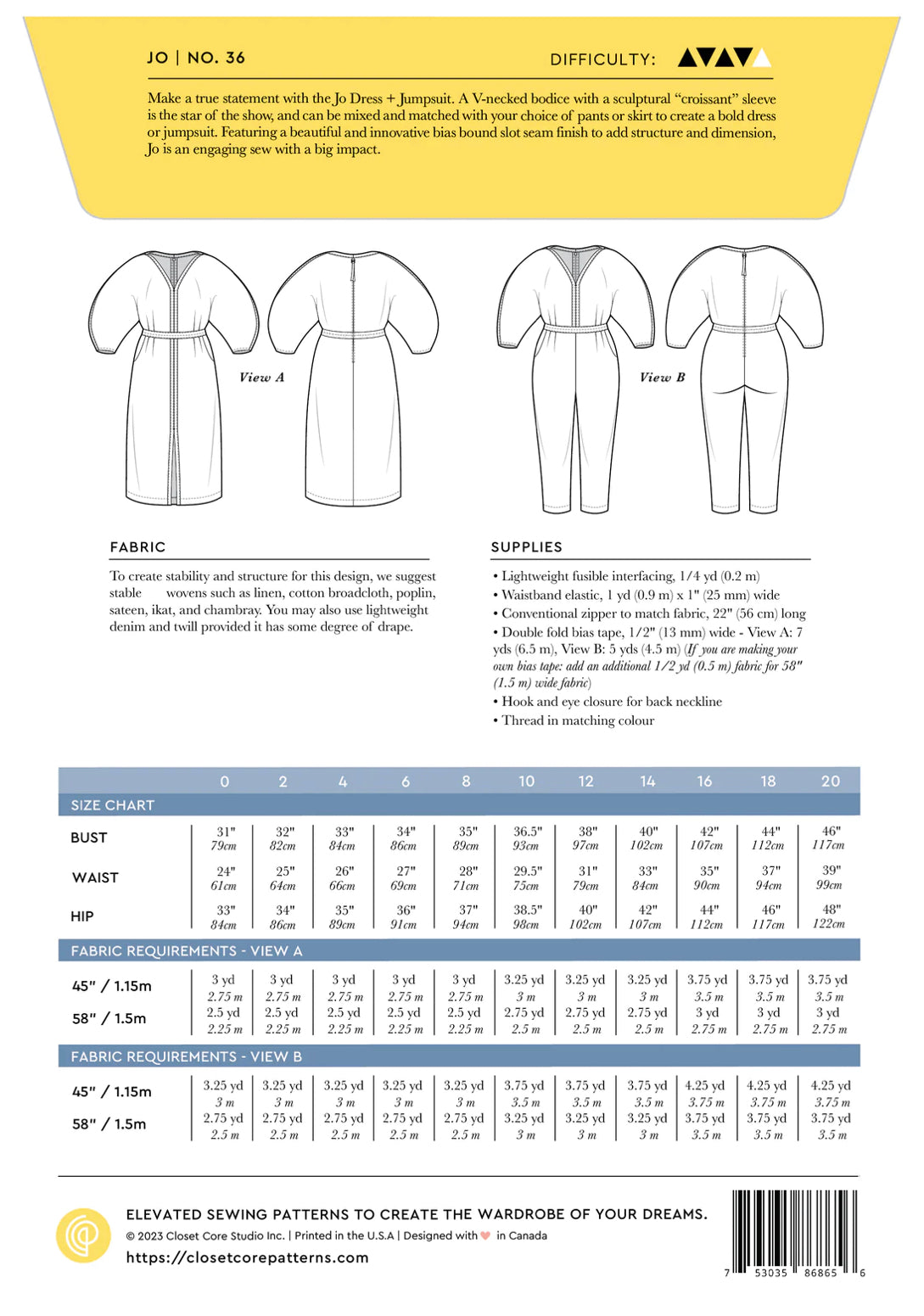 Closet Core - Jo Dress and Jumpsuit Sewing Pattern