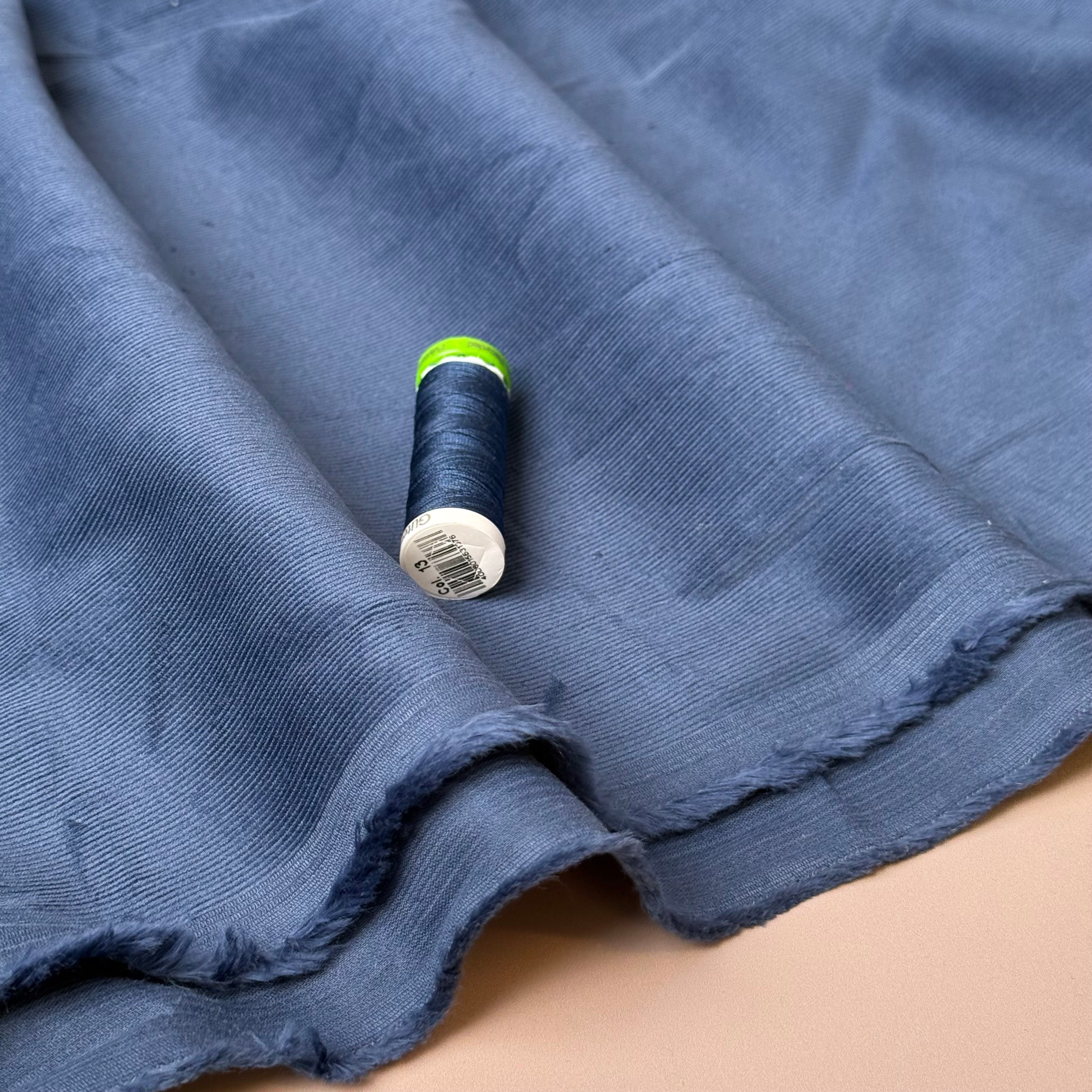 21 Wale Cotton Needlecord in Denim Blue