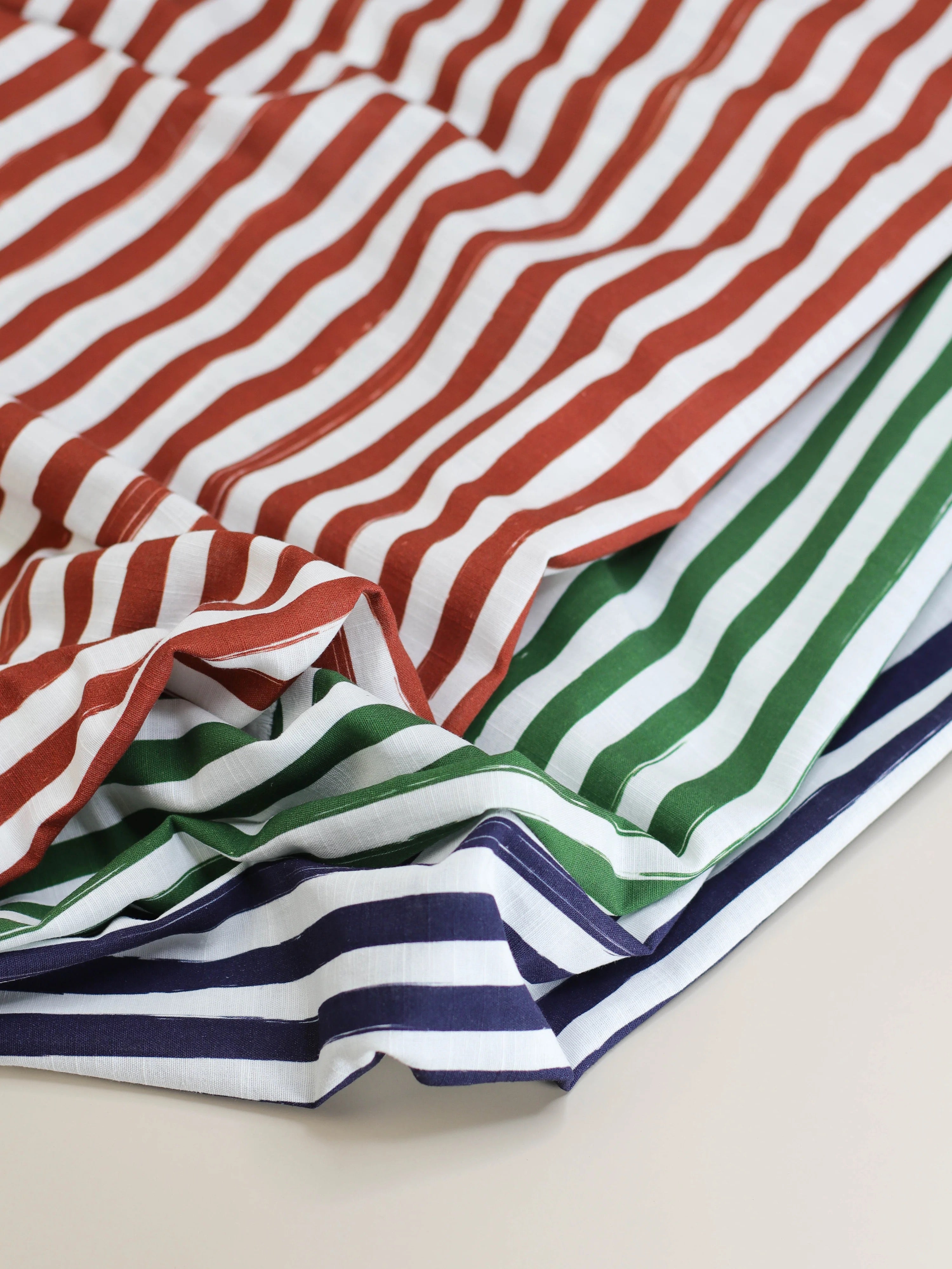 REMNANT 0.39 Metre - Mind The MAKER - Lined Up Linen Cotton in Night