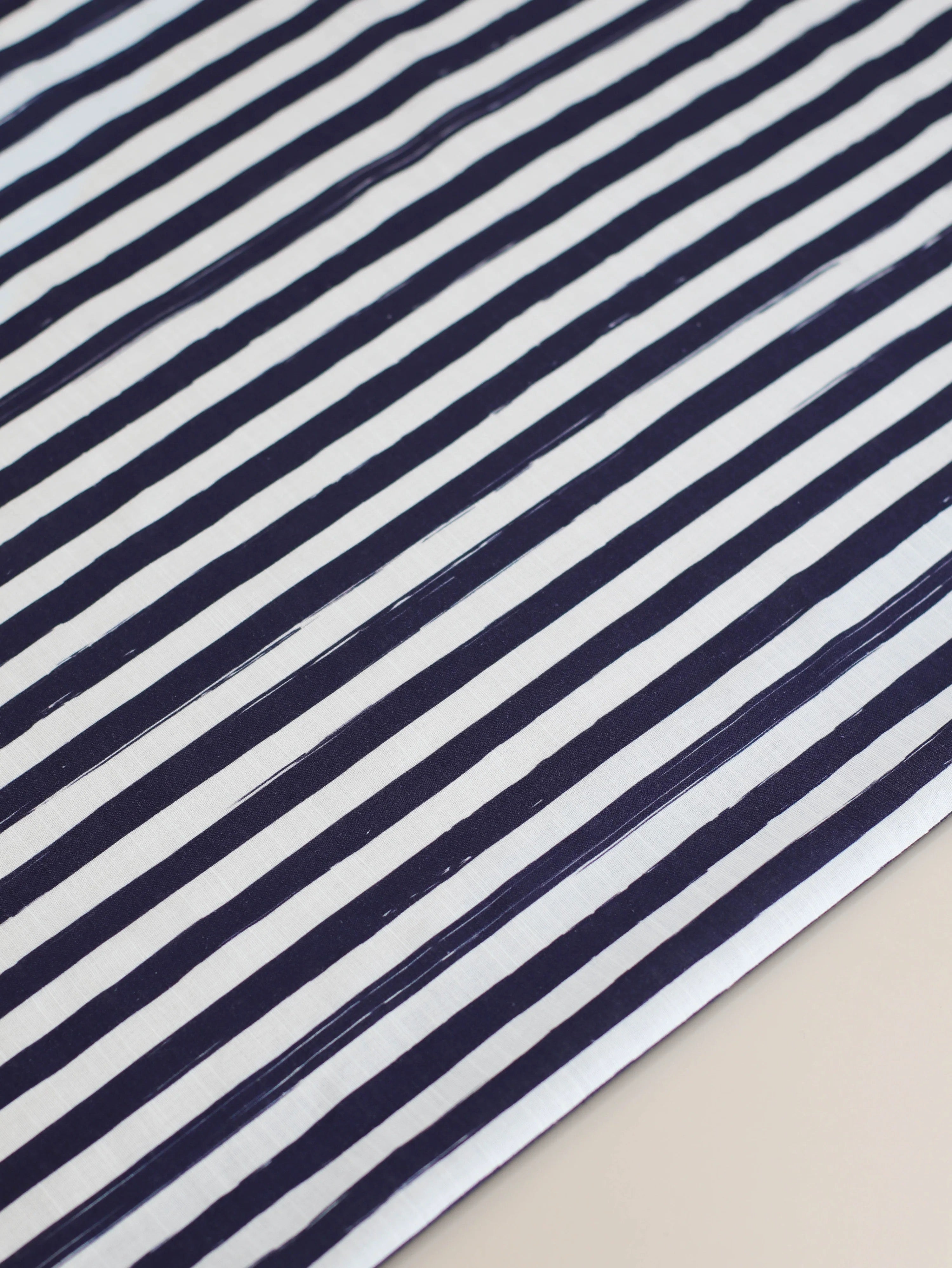 REMNANT 0.39 Metre - Mind The MAKER - Lined Up Linen Cotton in Night