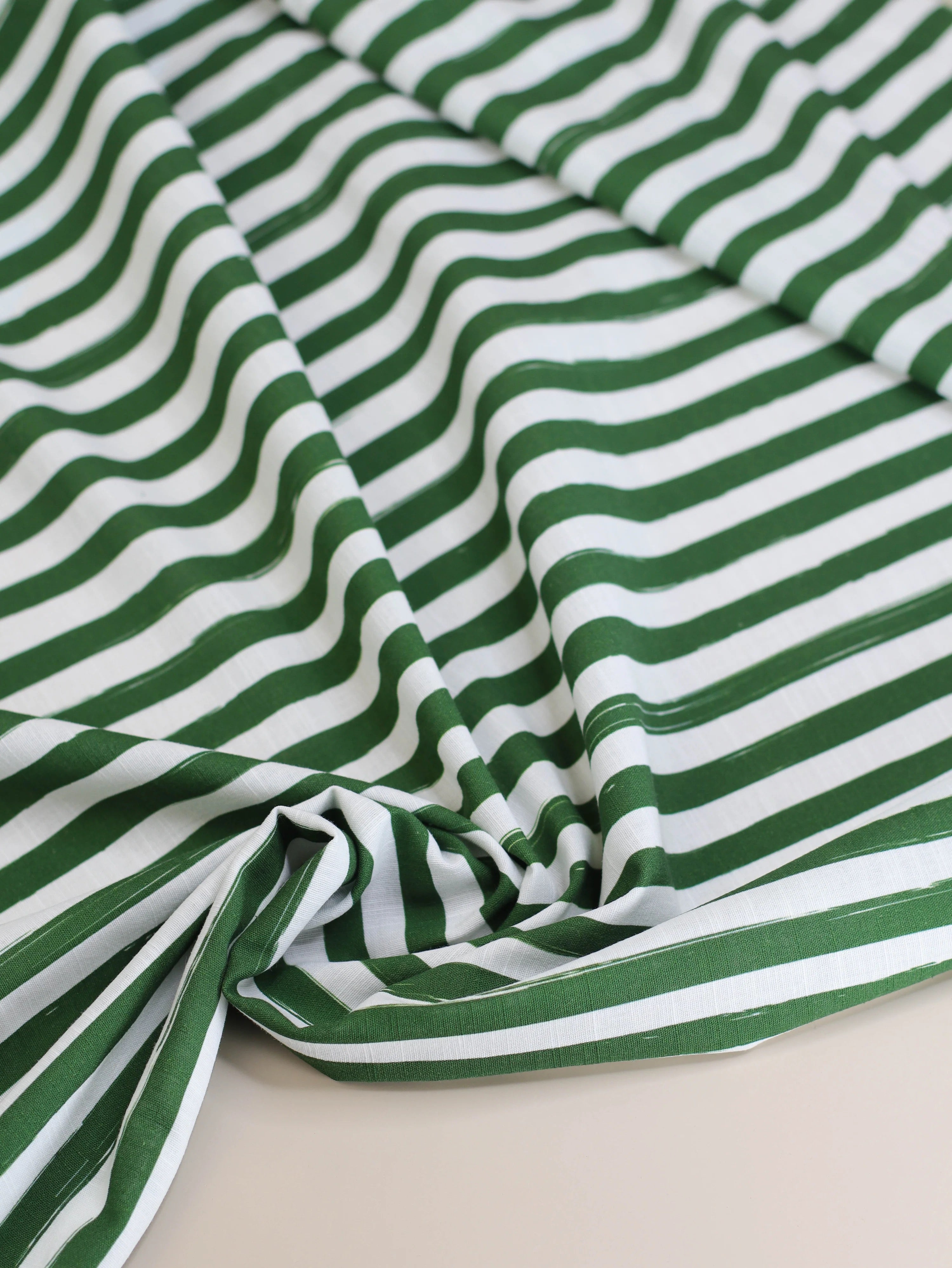 Mind The MAKER - Lined Up Linen Cotton in Verdant Green