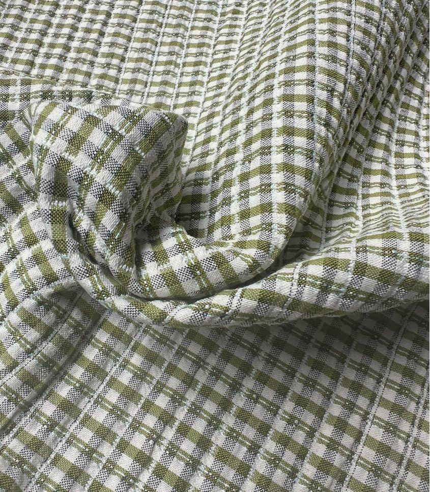 Cousette - Kiwi Gingham Quilted Jacquard Fabric