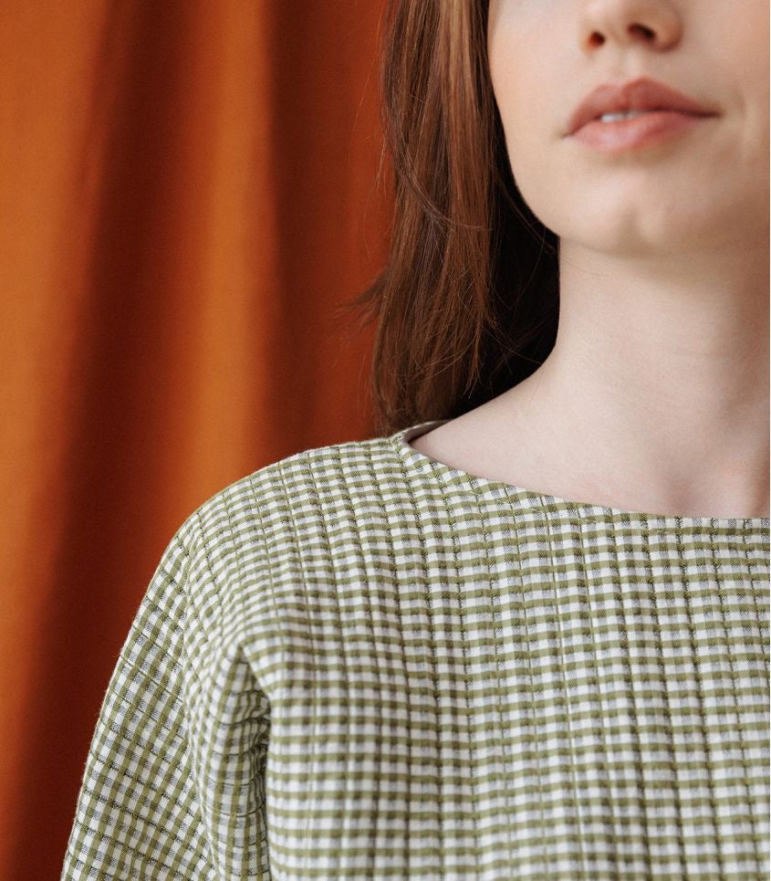 Cousette - Kiwi Gingham Quilted Jacquard Fabric