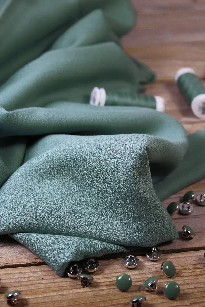 Églantine & Zoé - Sage Green Viscose Crepe Fabric