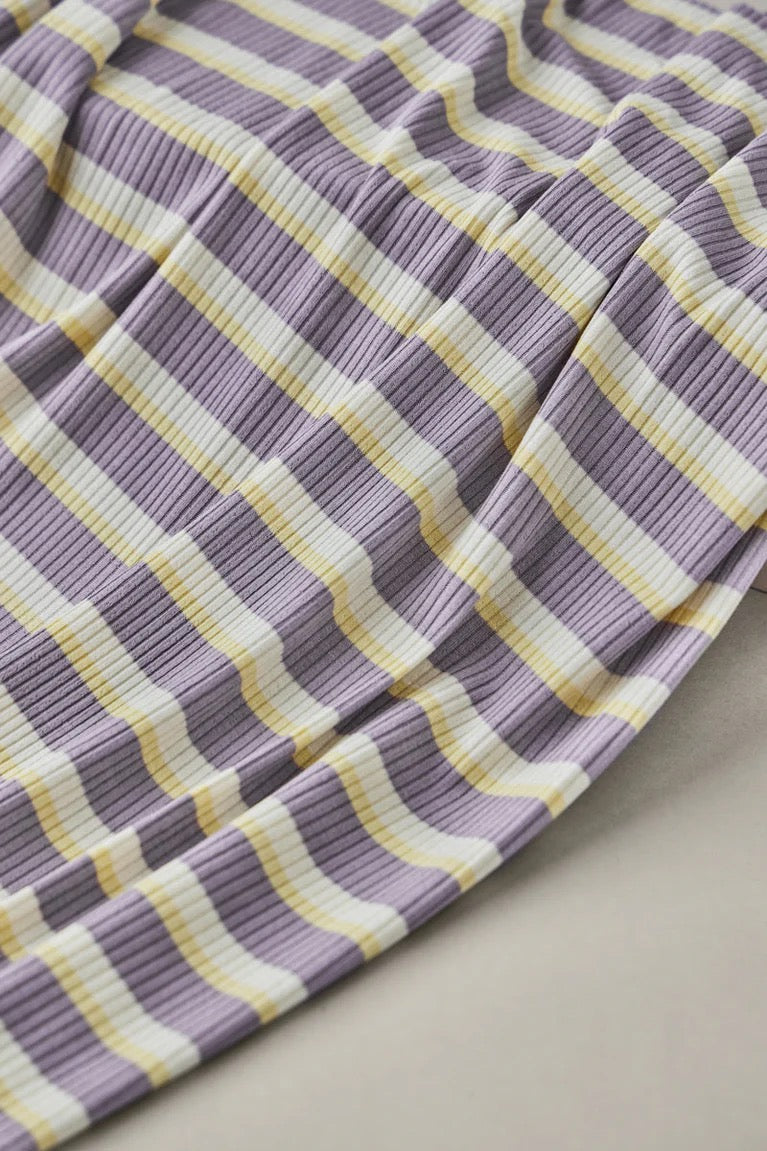 Derby Stripe Ribbed Jersey Purple Haze with TENCEL™ Modal Fibres