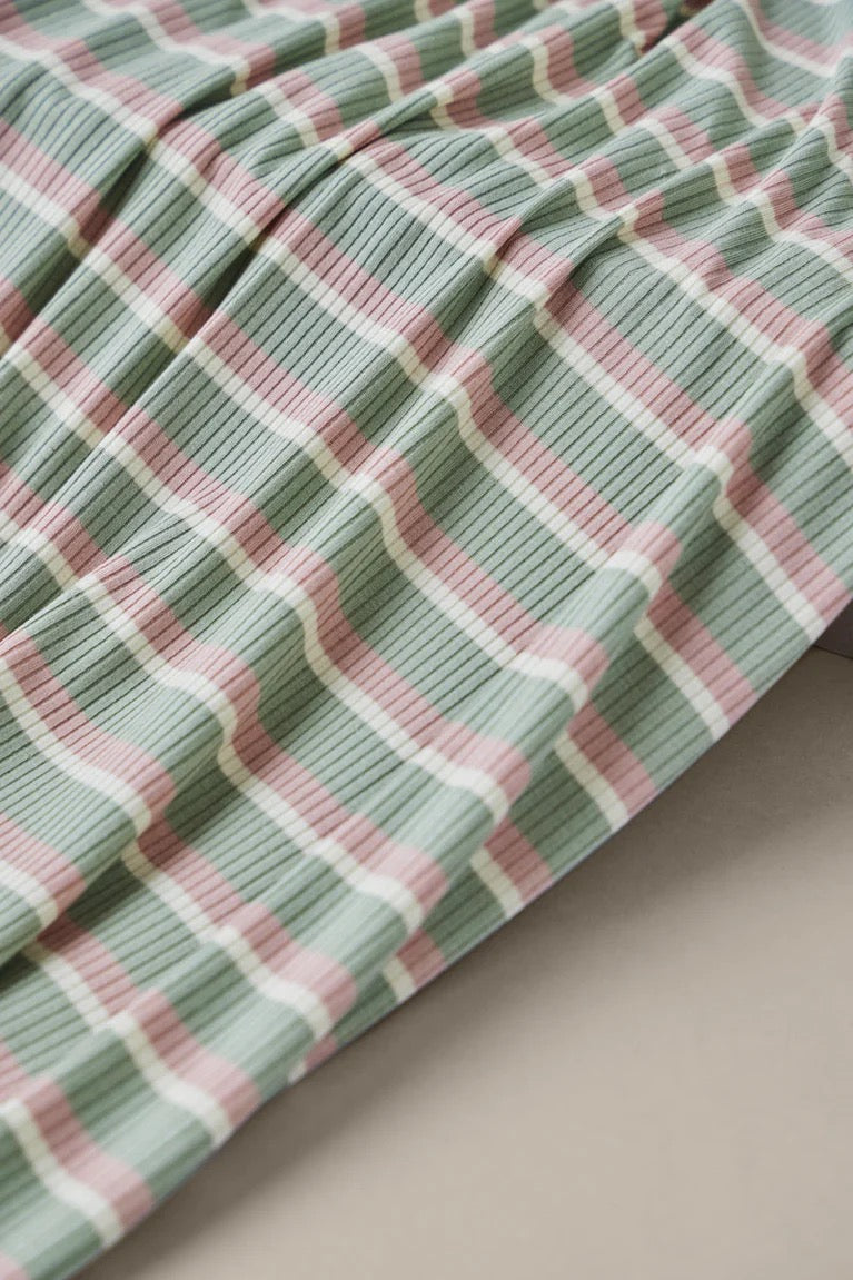 Derby Stripe Ribbed Jersey Soft Mint with TENCEL™ Modal Fibres
